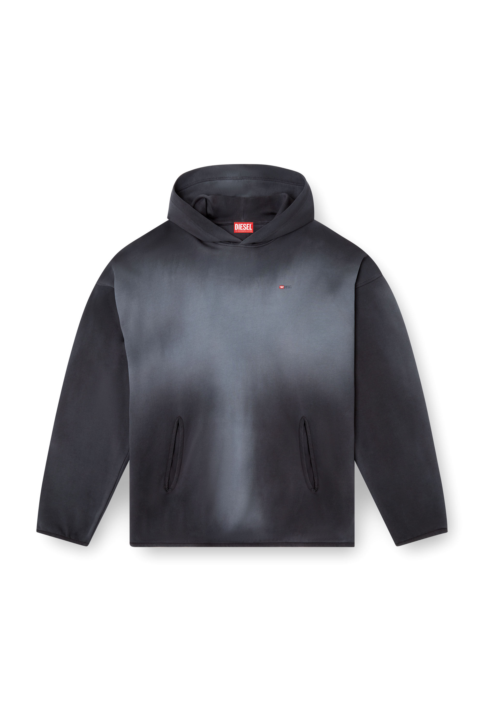 Diesel - S-EE-T1, Herren Verblasster Kapuzenpullover mit Mikro-Logo in Schwarz - 2