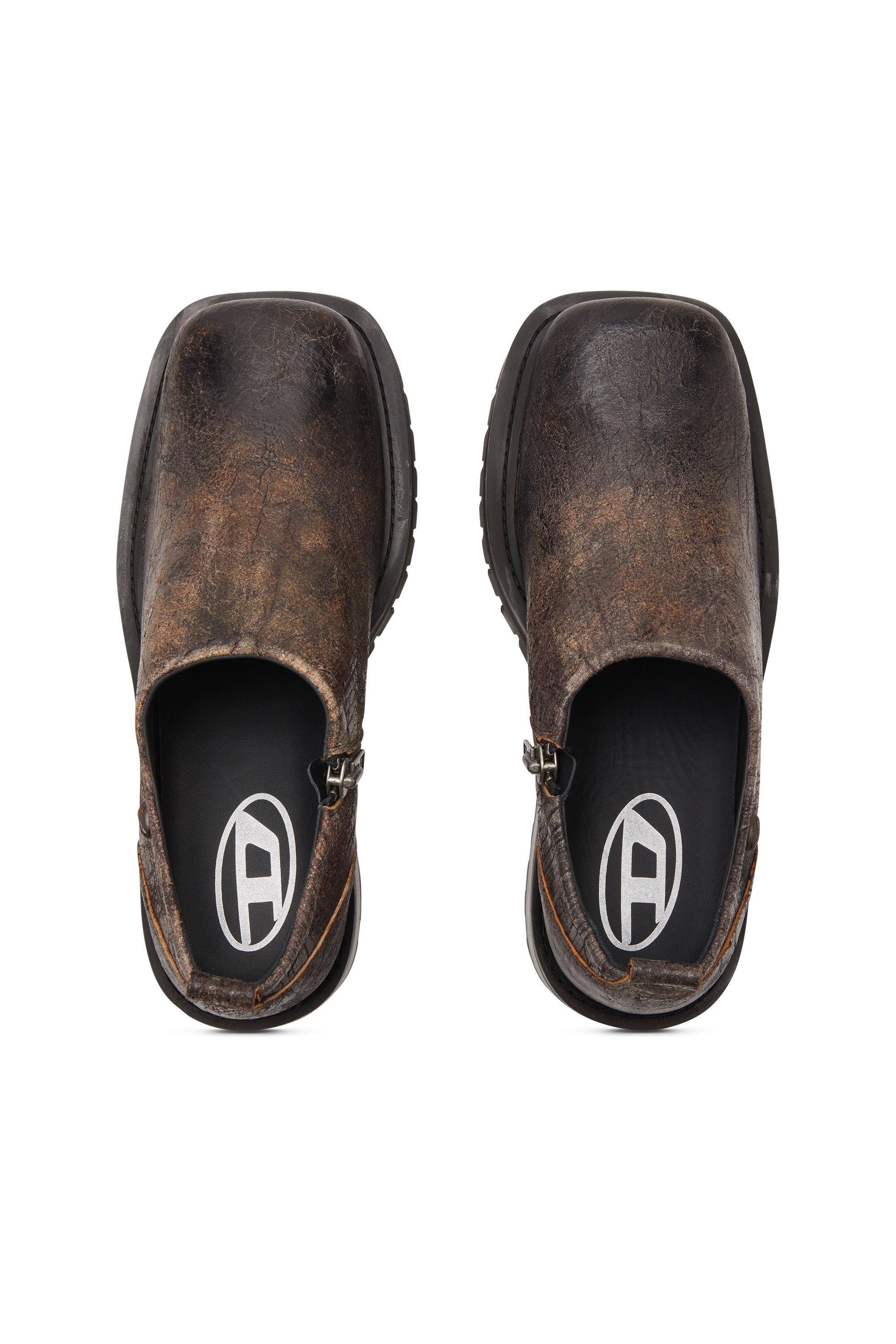 Diesel - D-TEXAN CLOG, Man's D-Texan-Zipped shoes in distressed crackled suede in null - 5