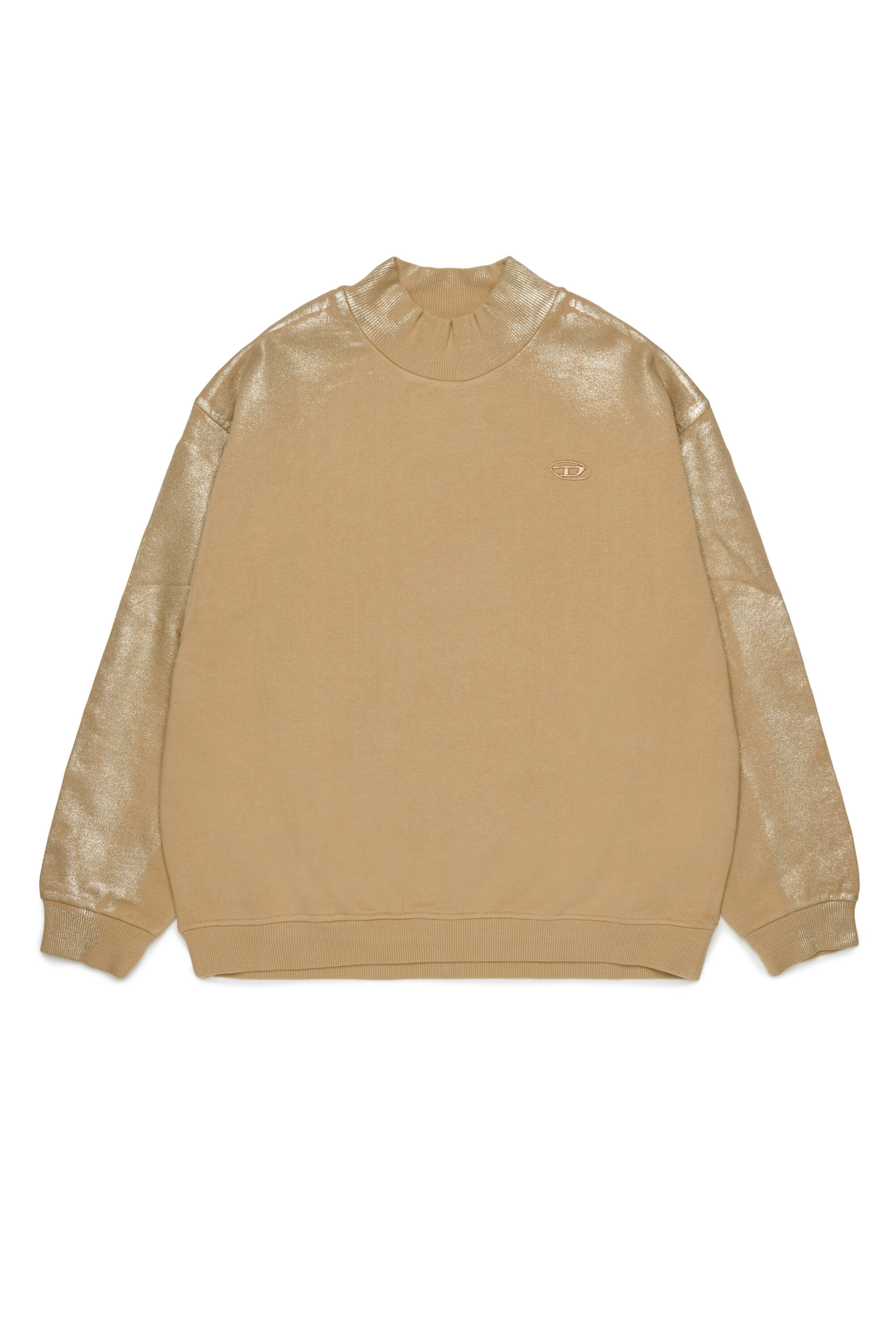 Diesel - SFALEXNS1, Damen Sweatshirt mit &Auml;rmeln in Metallic-Optik in Braun - 1