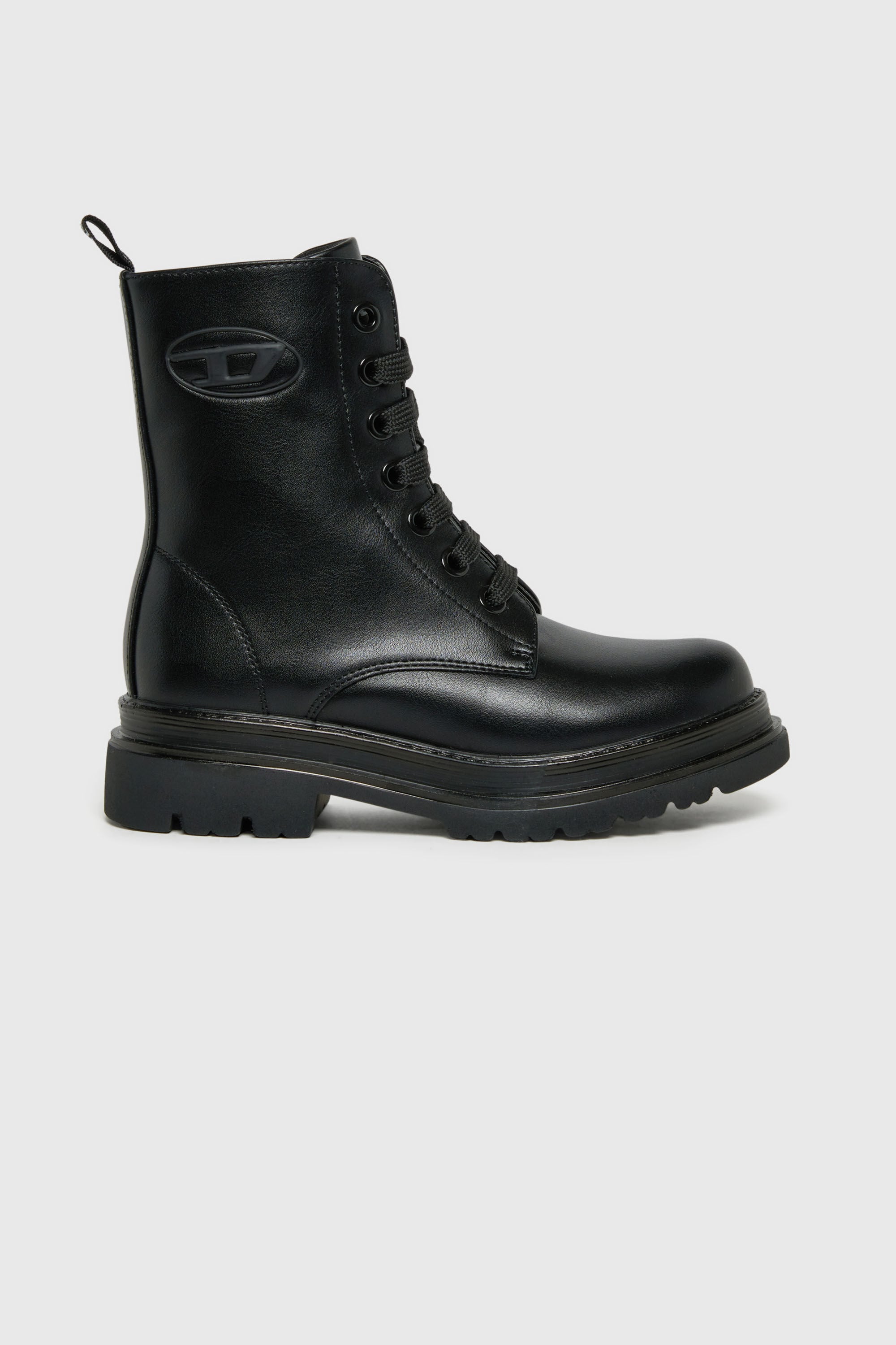 Diesel - D-ANFISTR-PU, Unisex's D-Anfistr- Combat boots with embossed Oval D logo in Black - 1