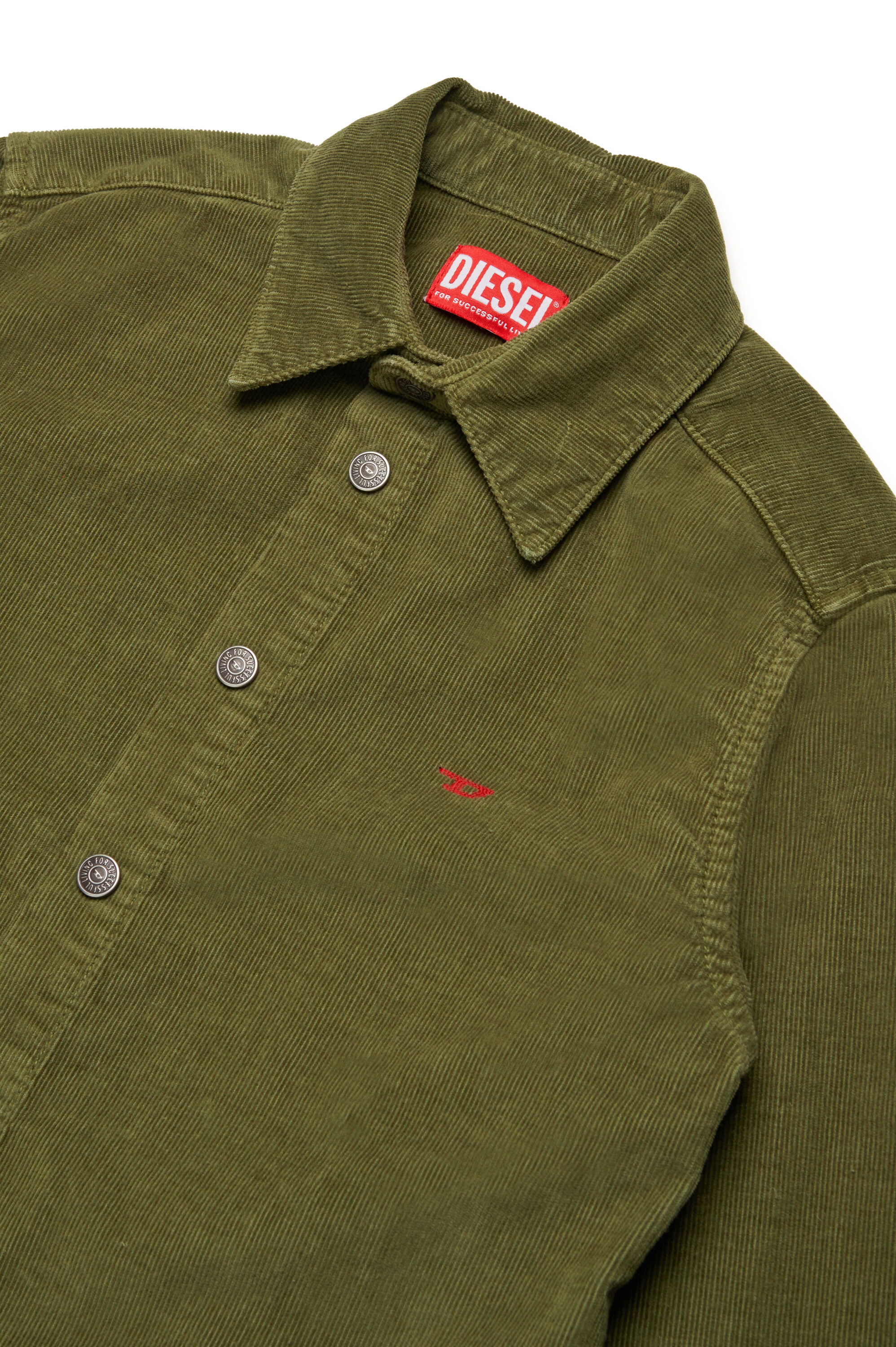 Diesel - CSIMPLY-OVER, Herren Hemd aus Cord mit kleinem D-Logo in Grün - 3