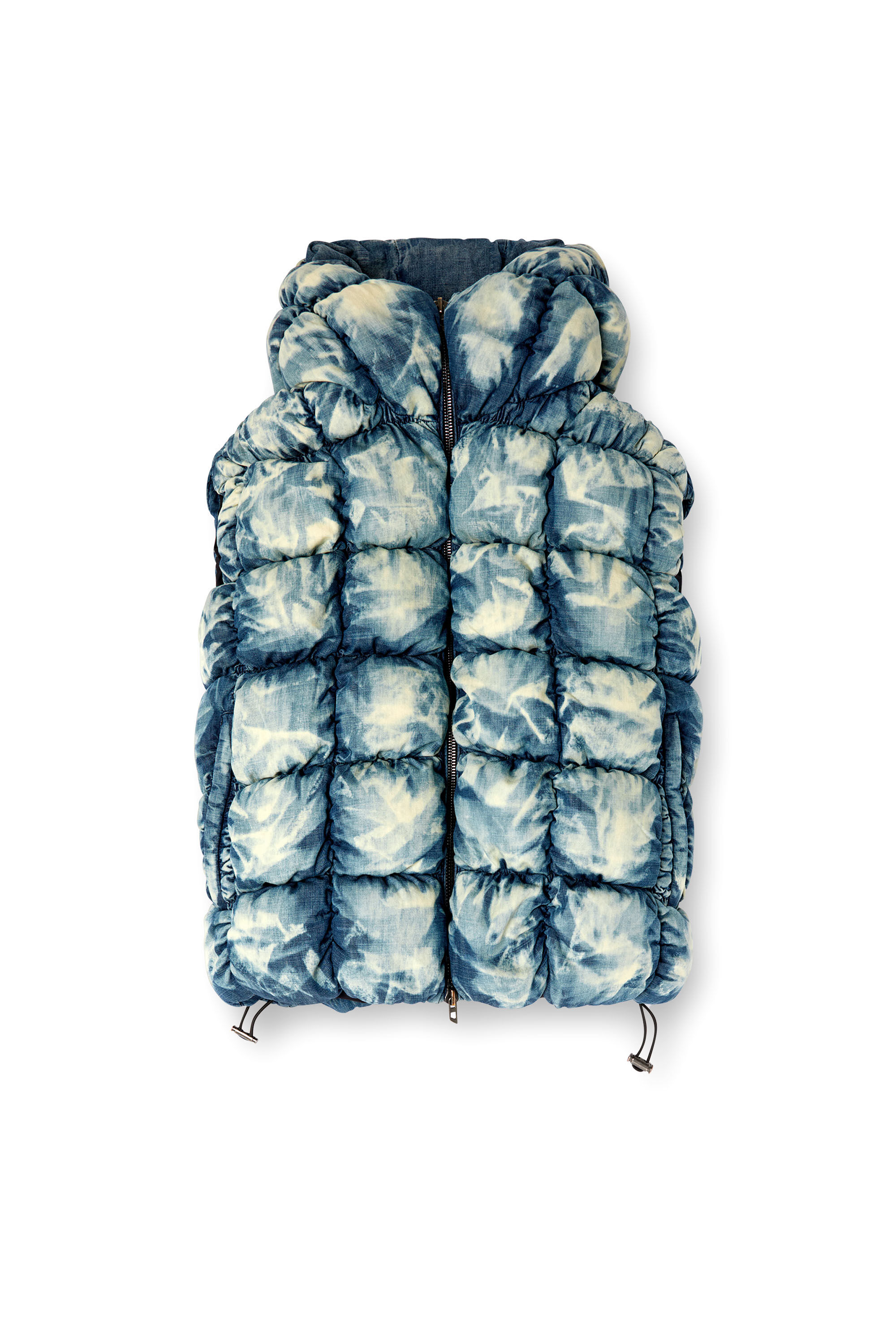 Diesel - W-THYS, Unisex Pufferweste aus Batik-Denim in Blau - 2