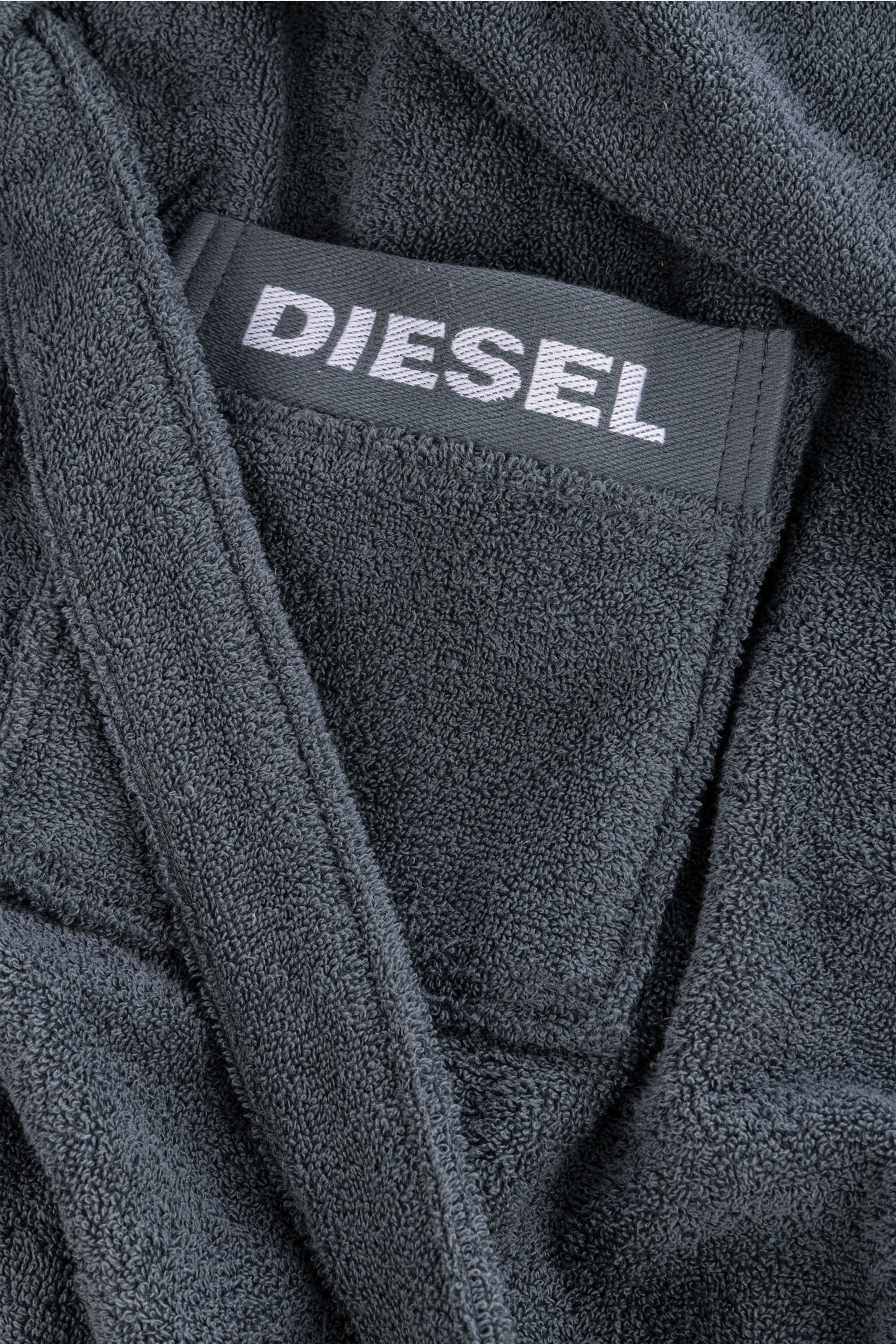 Diesel - 1015101 LOGO-COTTON BATHROBE SIZE S GREY, Unisex Bademantel aus Baumwoll-Frottee, Gr&ouml;&szlig;e S in Dunkelgrau - 2