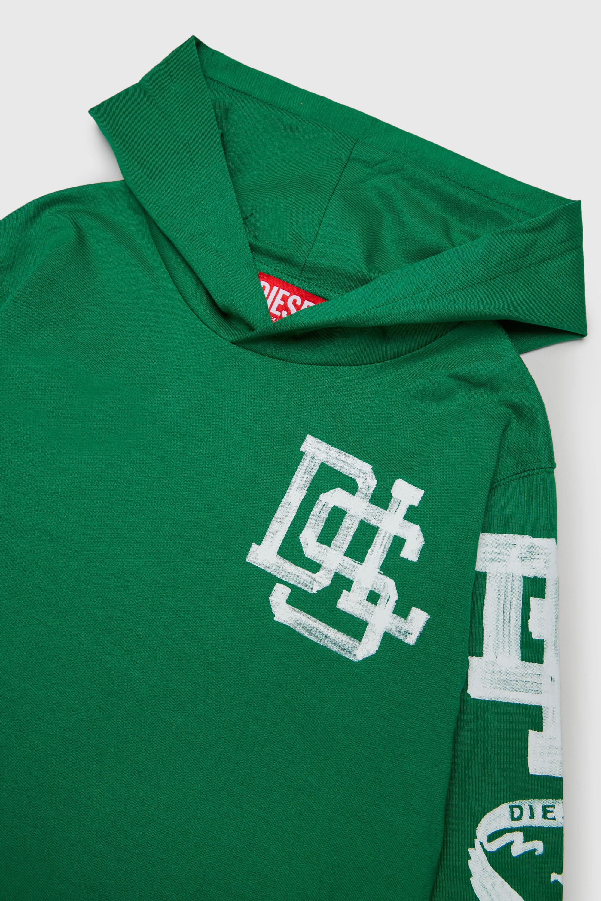 Diesel - TBUNDY OVER, Herren Langarmshirt mit Kapuze und varsity-Grafik in Gr&uuml;n - 3