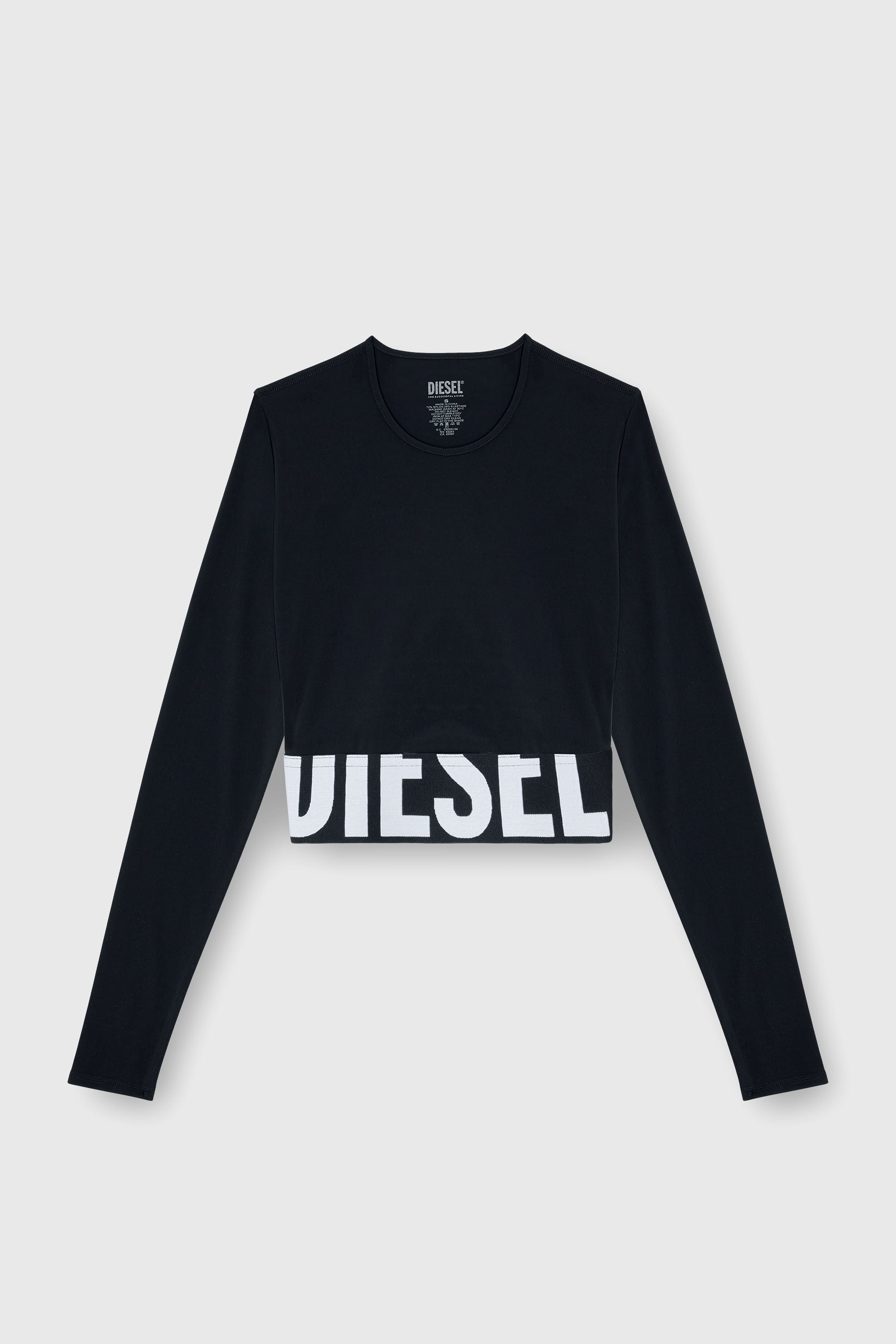 Diesel - MELISSA-D-POP, Damen Verk&uuml;rzte Oberteil aus Mikrofaser mit Cut-off-Logo in Schwarz - 2