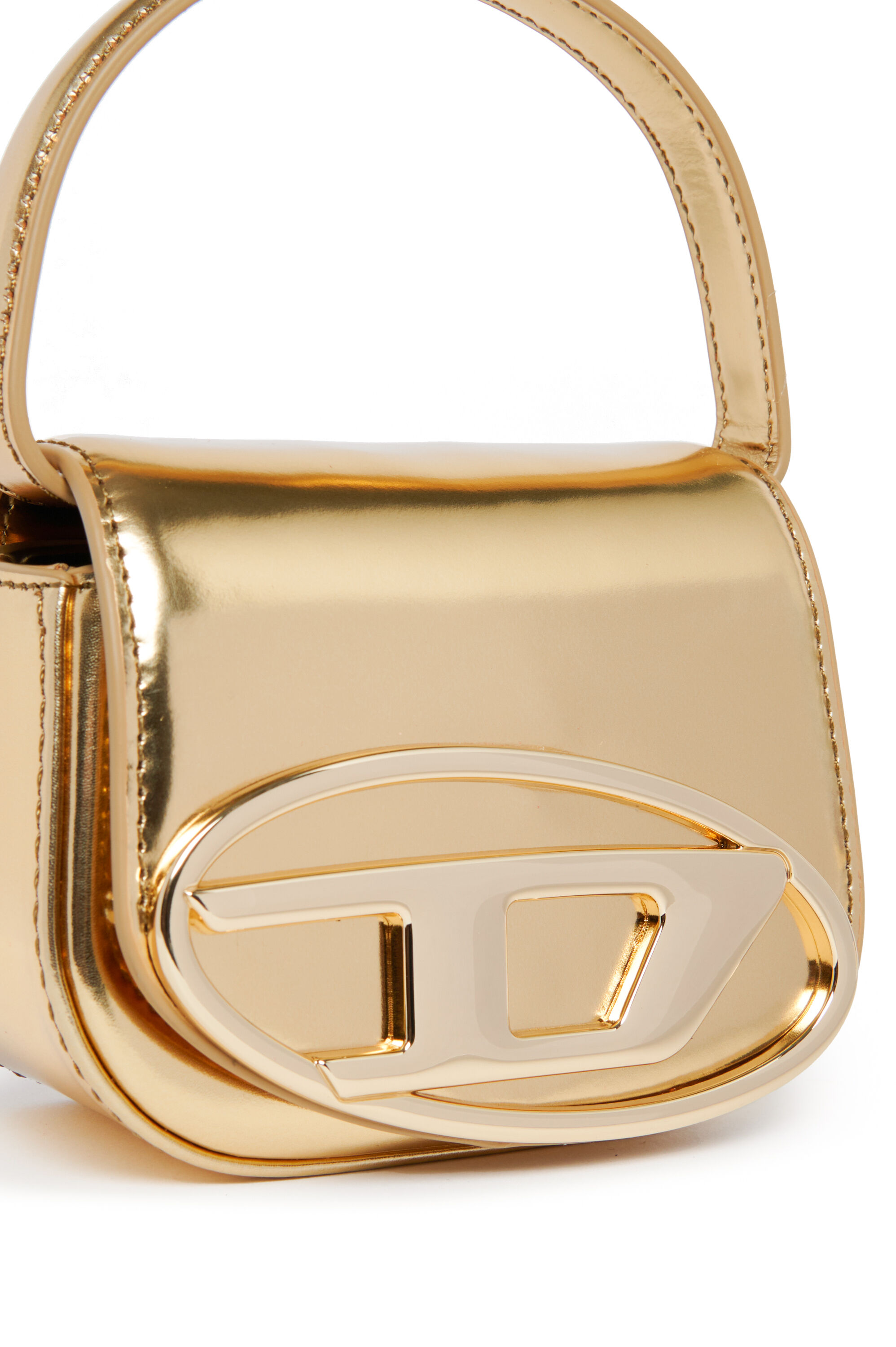 Diesel - 1DR XS, Damen Ikonische Minitasche aus mattem Metallic-Leder in Gold - 4