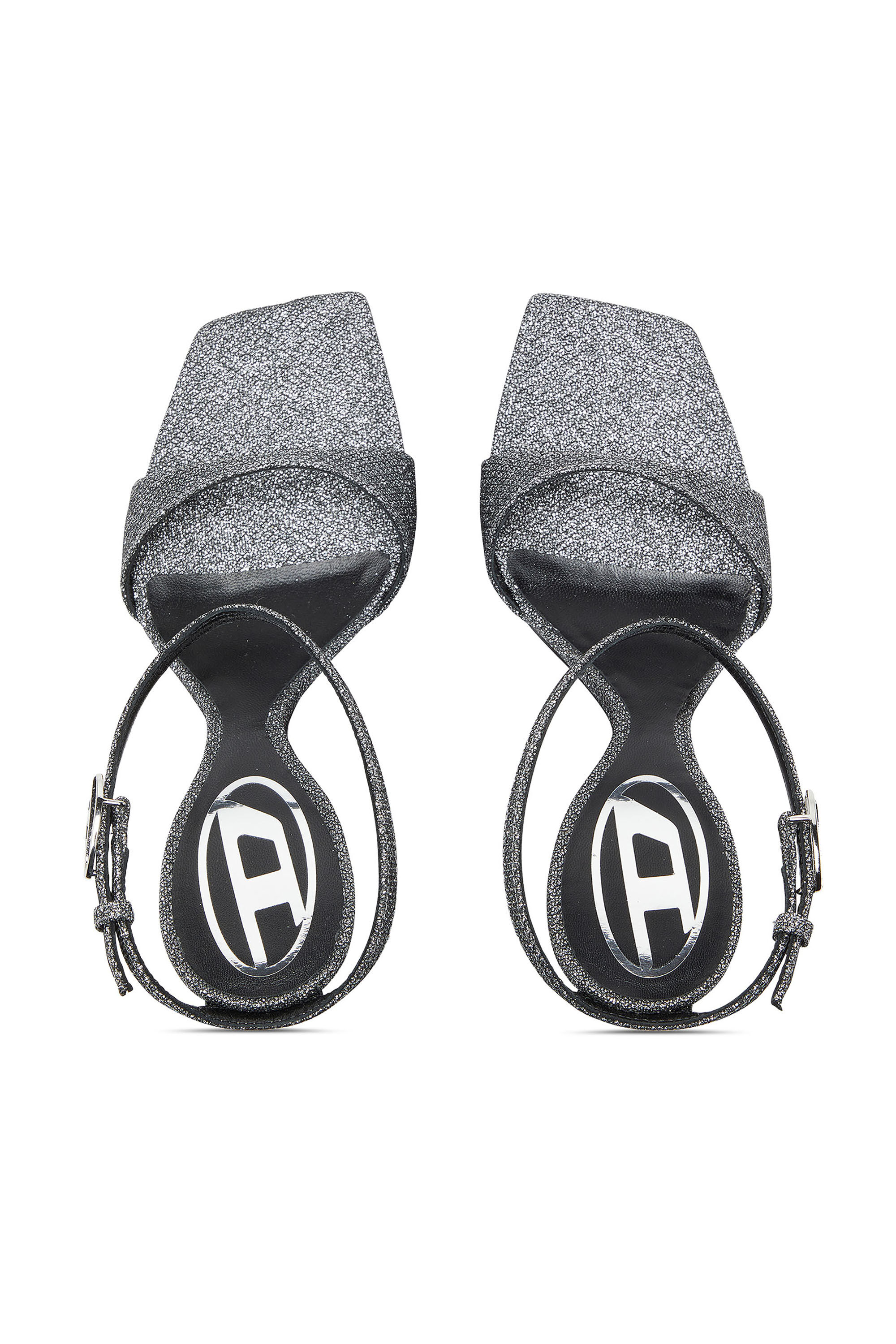 Diesel - D-AMBER SANDAL WEDGE, Damen D-Amber-Wedge Sandalen aus Lurexstoff in Silber - 5