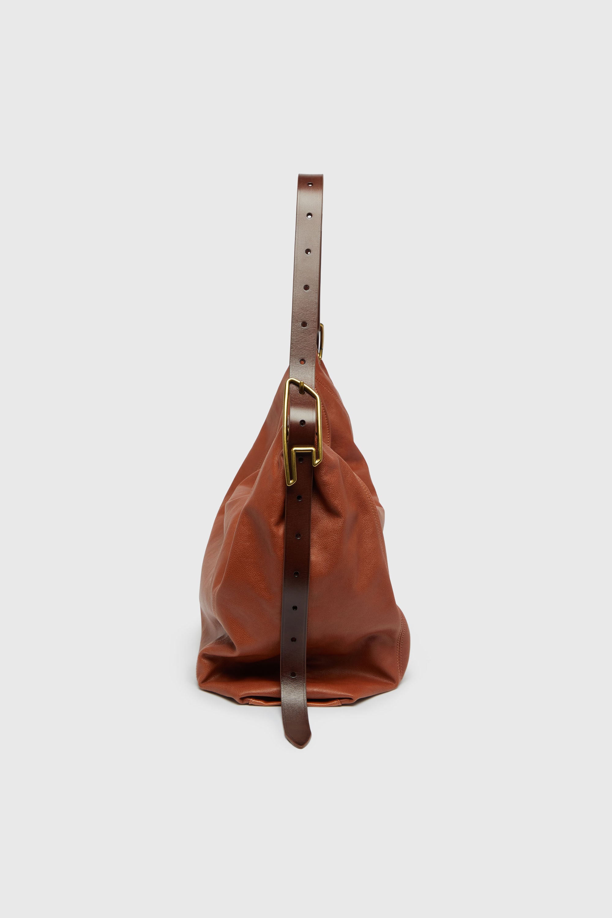 Diesel - D-LINE HOBO L, Damen D-Line-Hobo-Tasche aus gl&auml;nzendem, geknittertem Leder in Braun - 5
