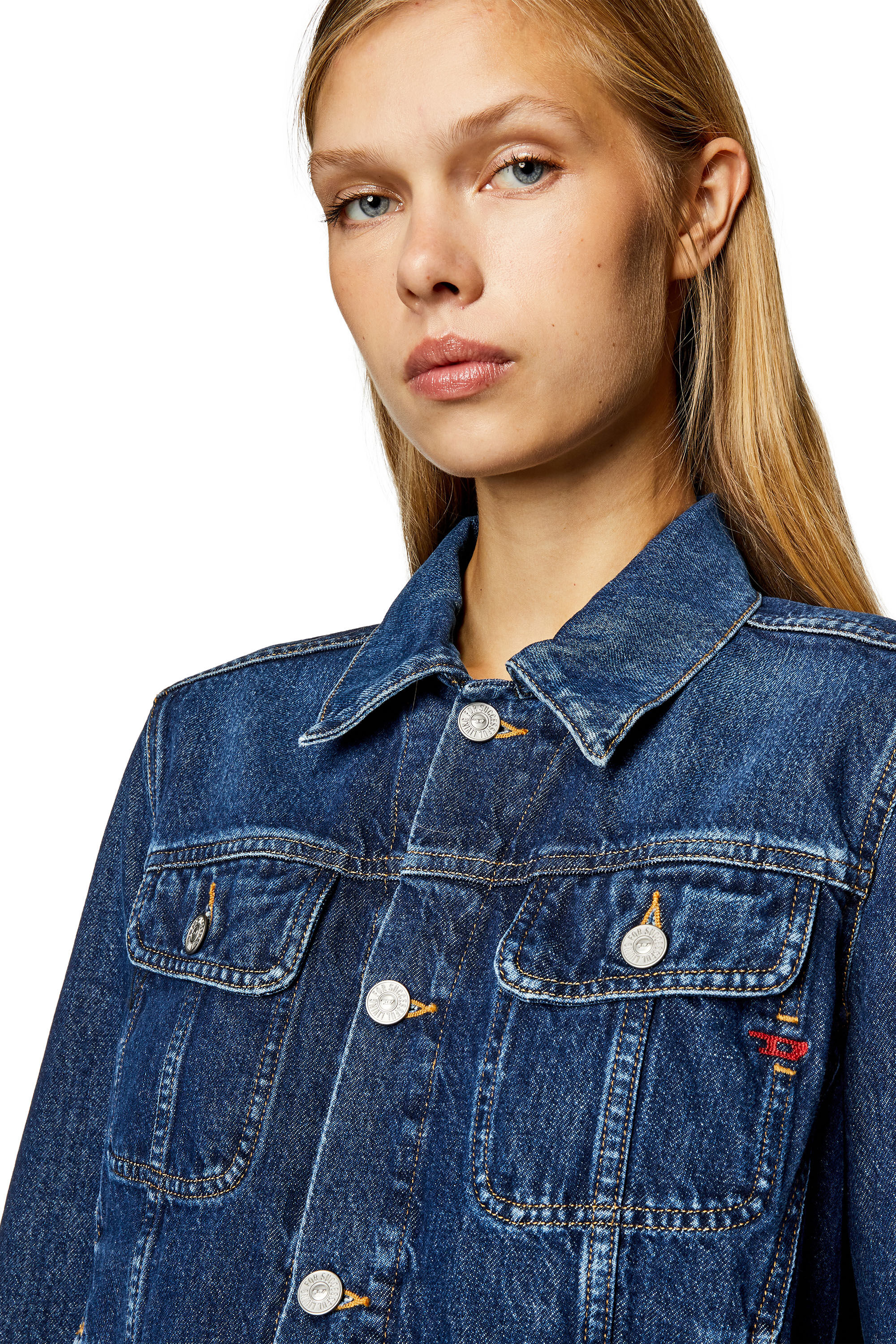 Diesel - DE-BONNY, Damen Truckerjacke aus Denim in Dunkelblau - 5