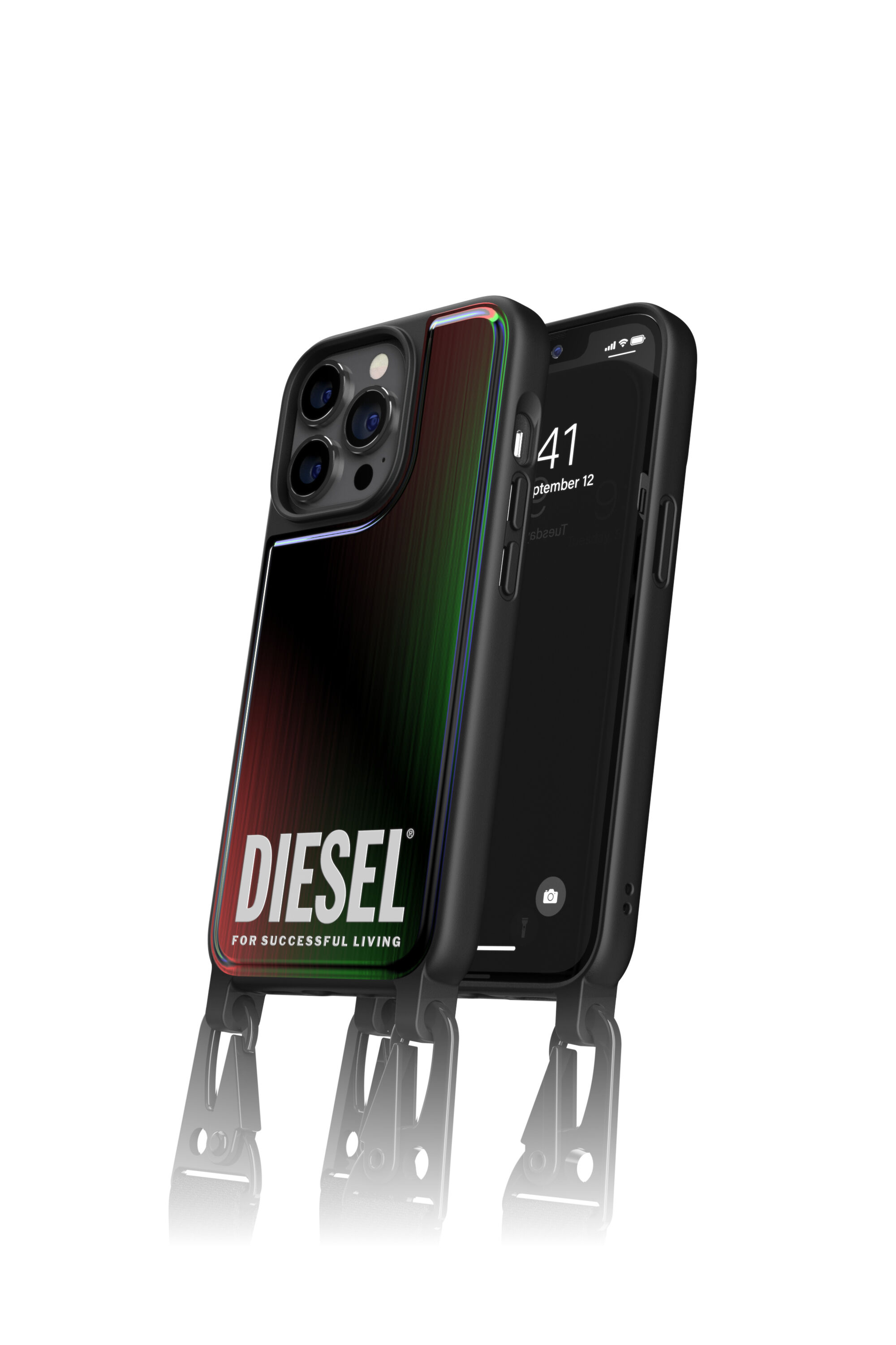 Diesel - 47171 NECKLACE CASE, Unisex Halskette case für iPhone 13/ 13 Pro in Bunt/Schwarz - 1