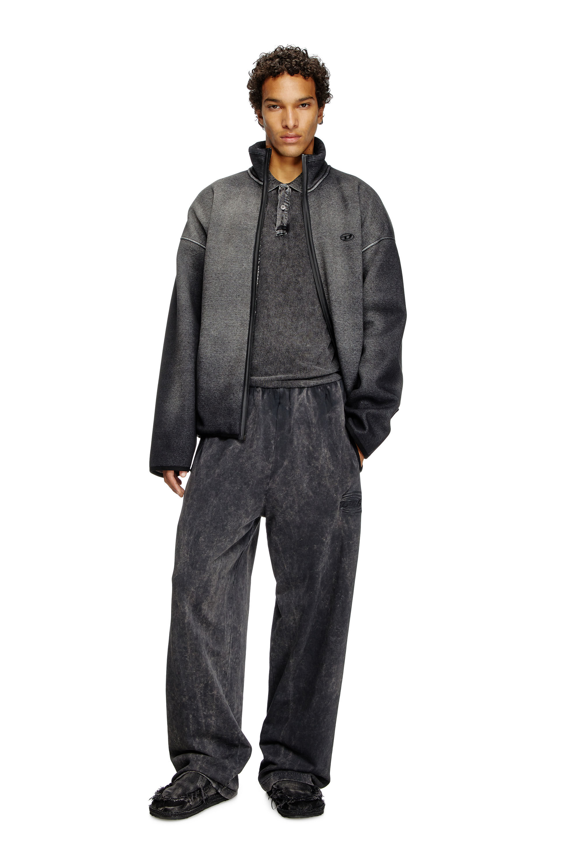 Diesel - T-SWIND-R1, Man's Denim-look polo shirt in Black - 1