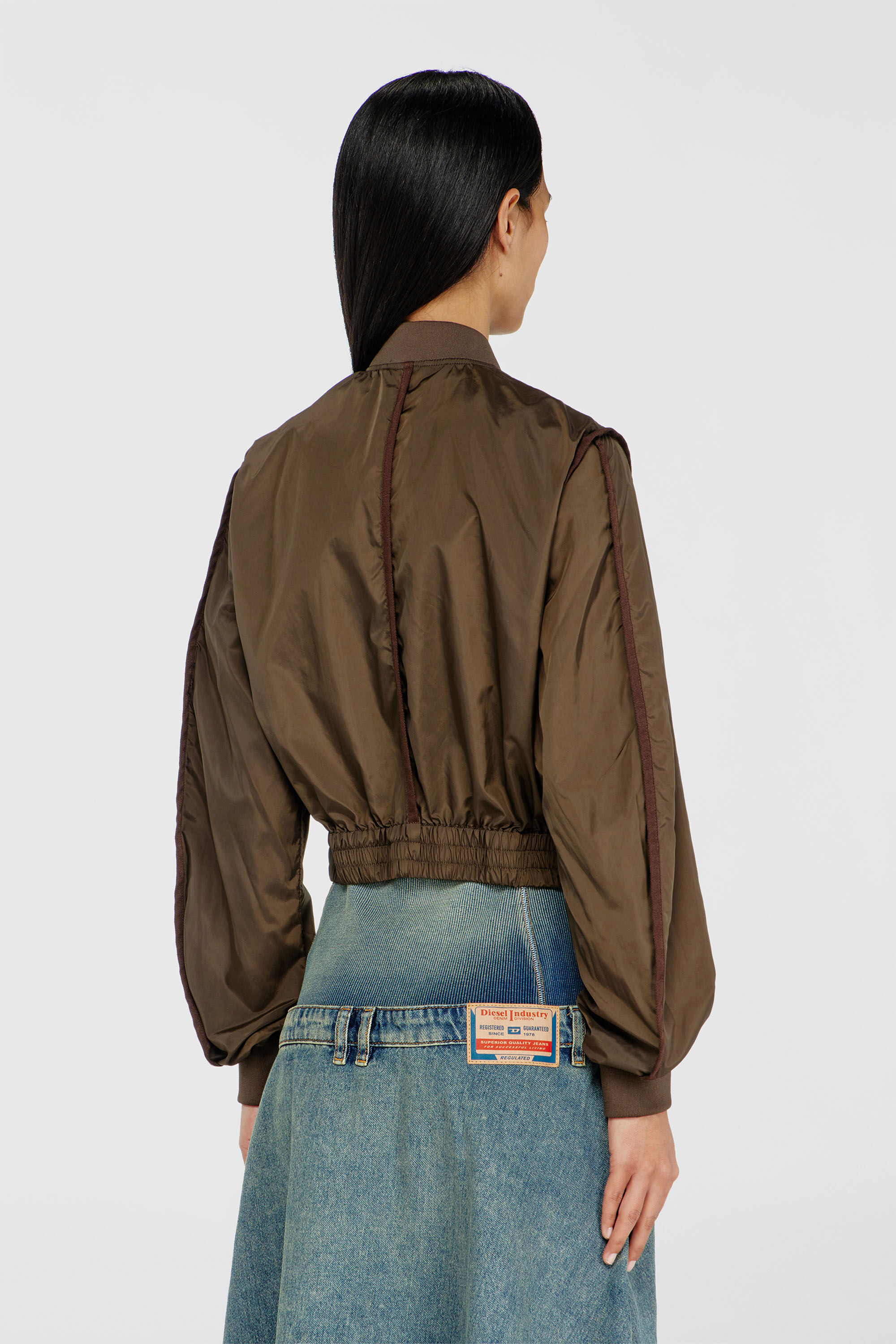 Diesel - G-OTHAM, Damen Nylonjacke mit tonalem Tape in Braun - 4