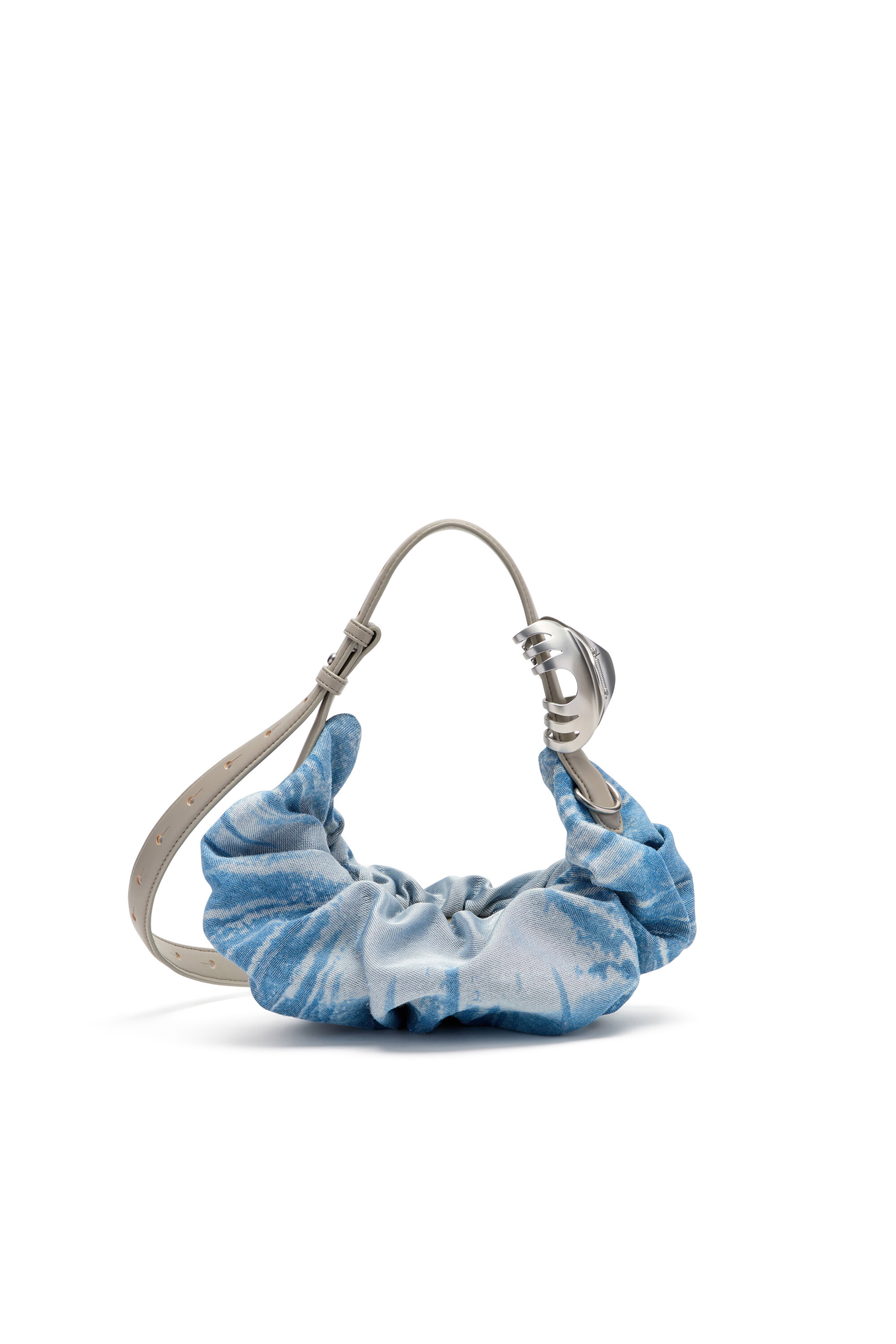Diesel - GRAB-D HOBO S, Damen Grab-D-Scrunched Hobo-Tasche aus Satin-Denim in Blau - 3