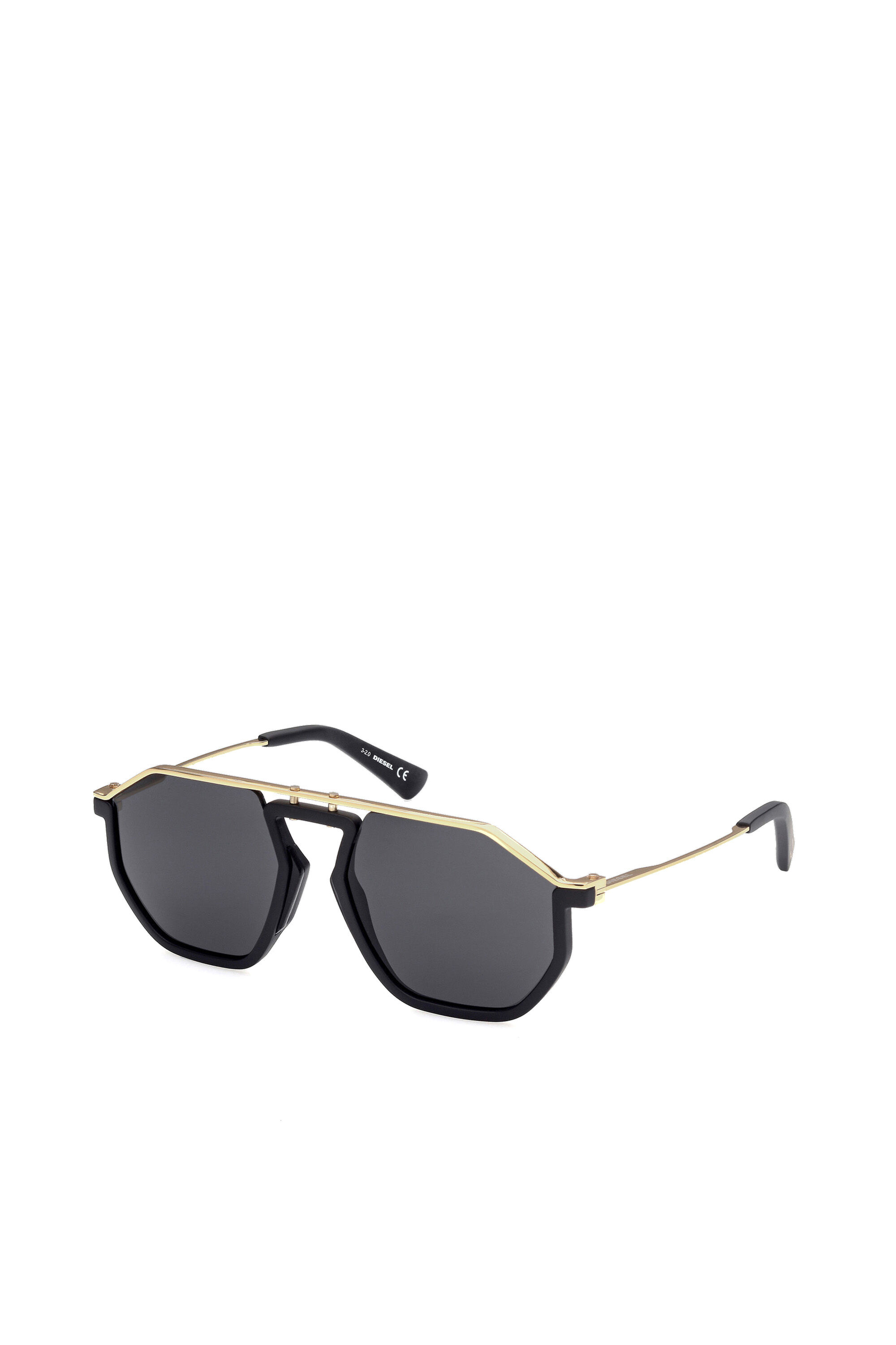 Diesel - DL0346, Unisex Pilot-Sonnenbrille aus Metall und Spritzguss in Schwarz/Gold - 2