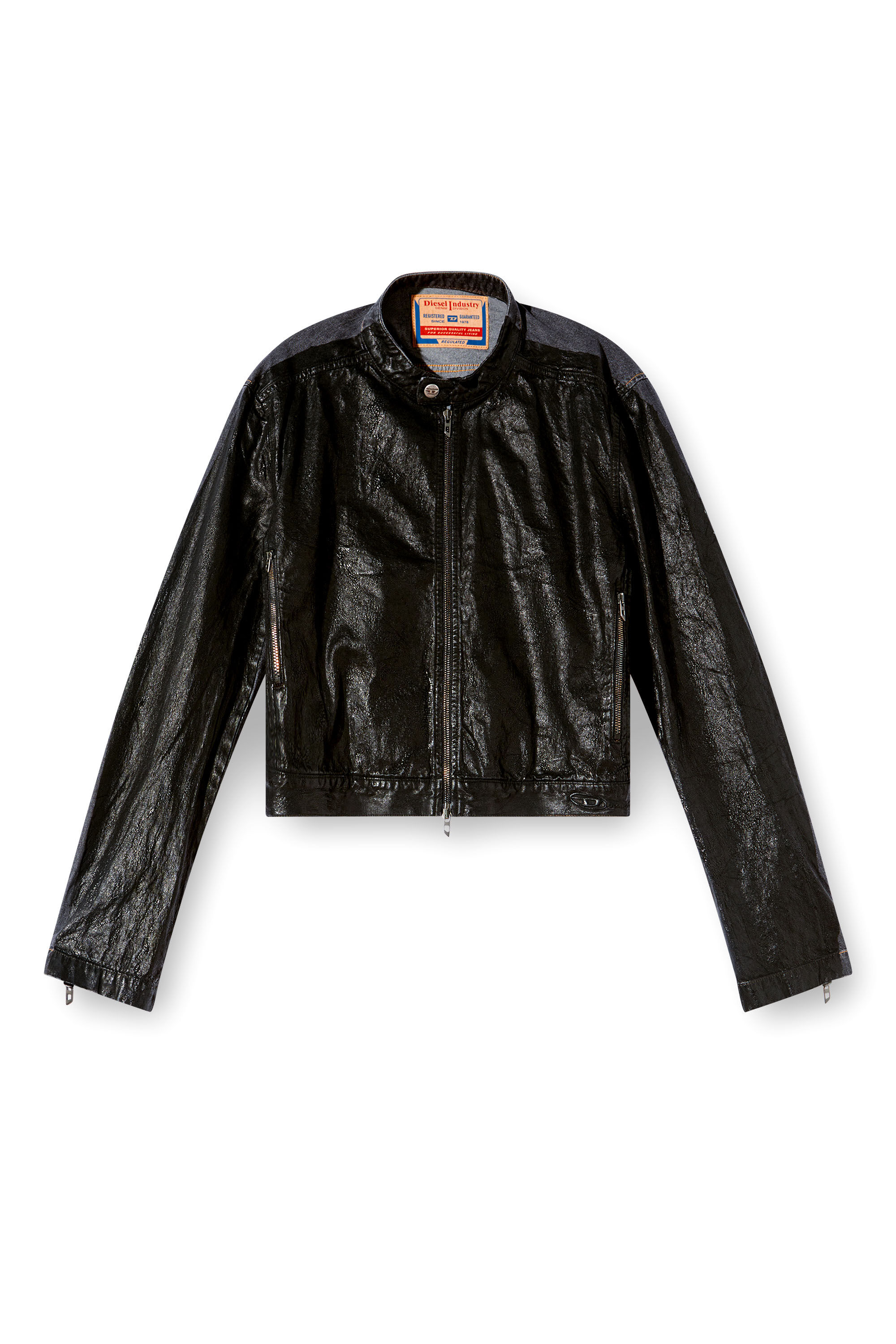 Diesel - D-GLORY-DD, Unisex Motorradjacke aus Denim mit beschichteter Vorderseite in Schwarz - 2