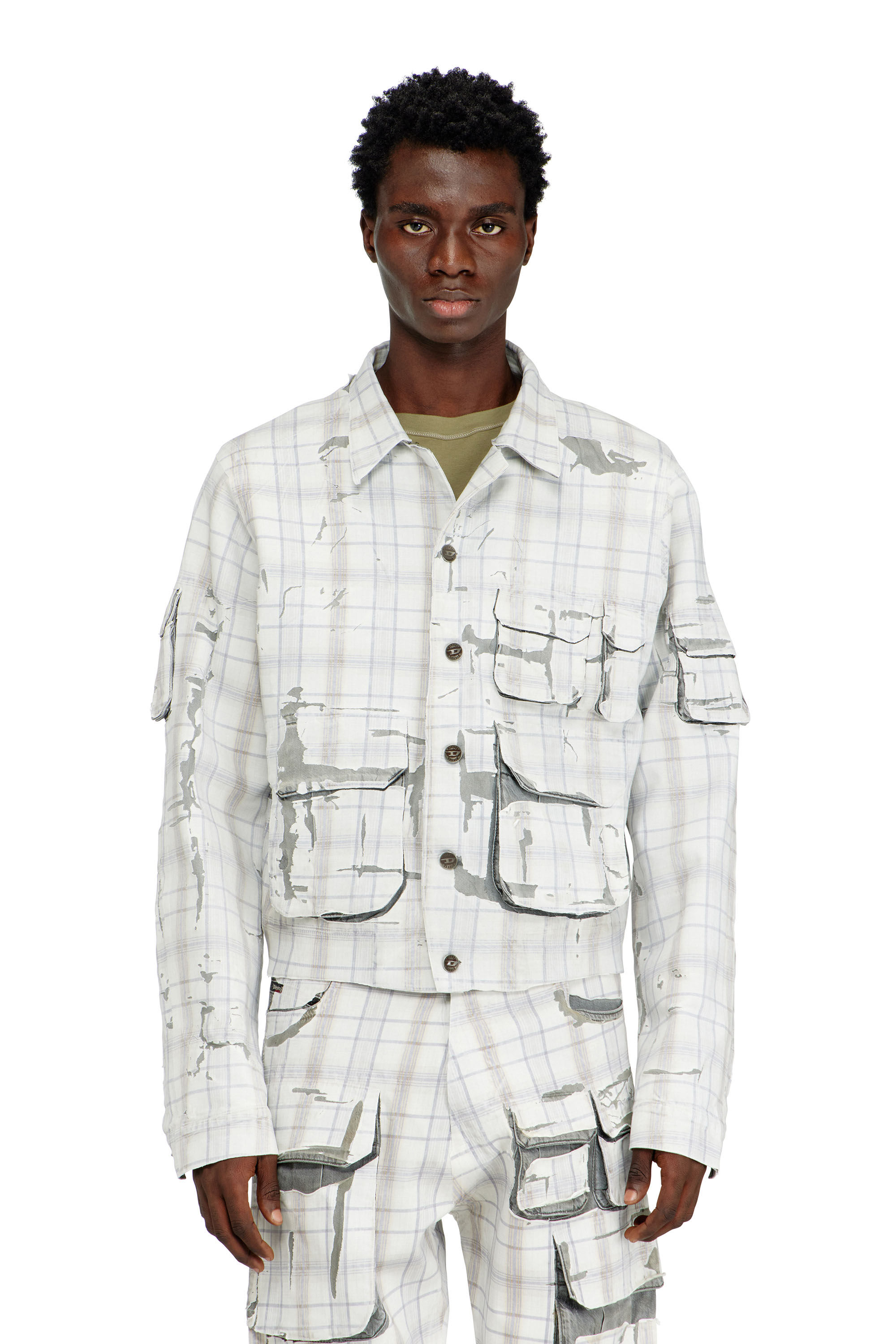 Diesel - D-VALEN-FSI1, Herren Jeansjacke mit Abzieheffekt in Grau - 3