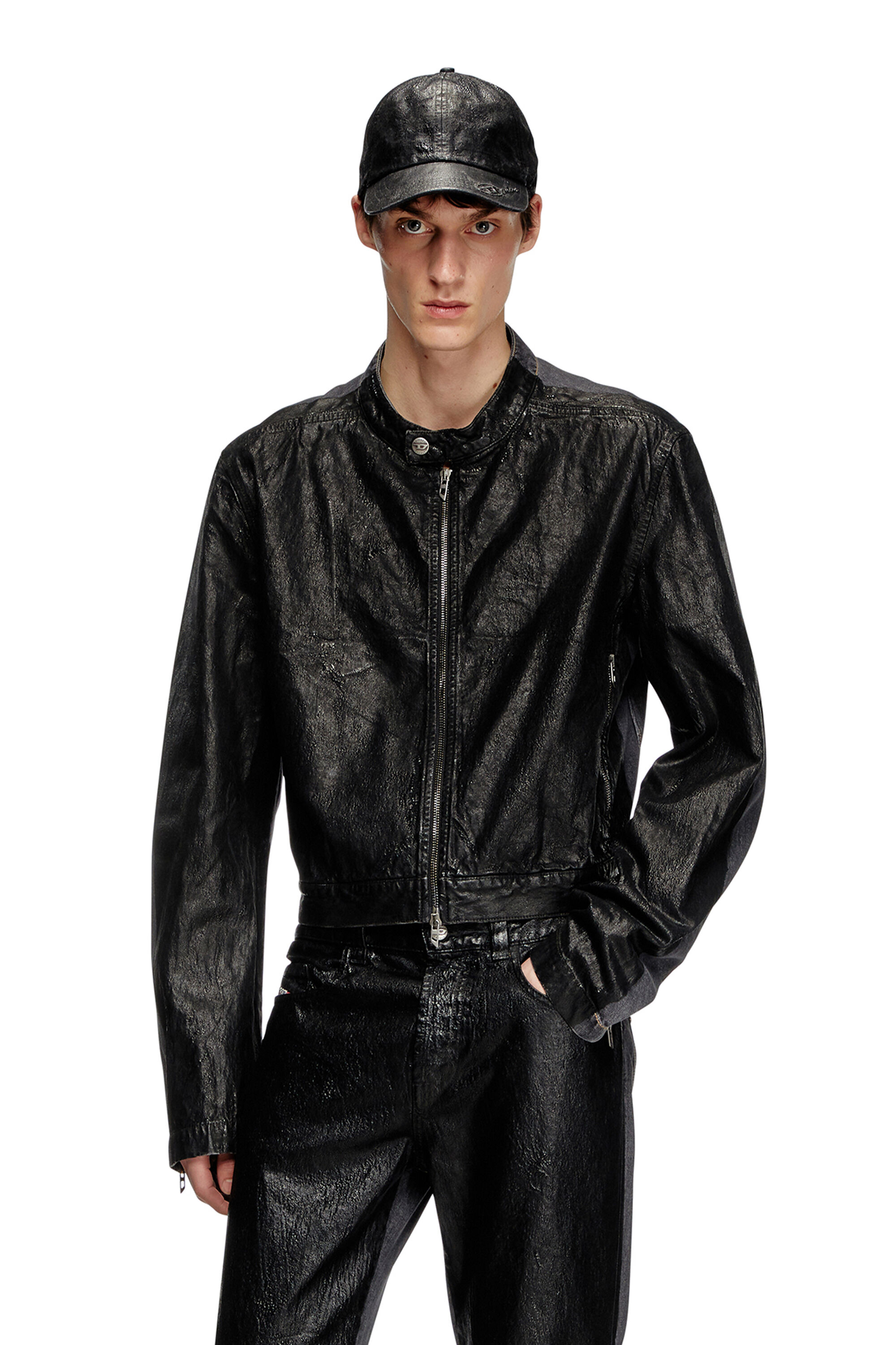 Diesel - D-GLORY-DD, Unisex Motorradjacke aus Denim mit beschichteter Vorderseite in Schwarz - 3
