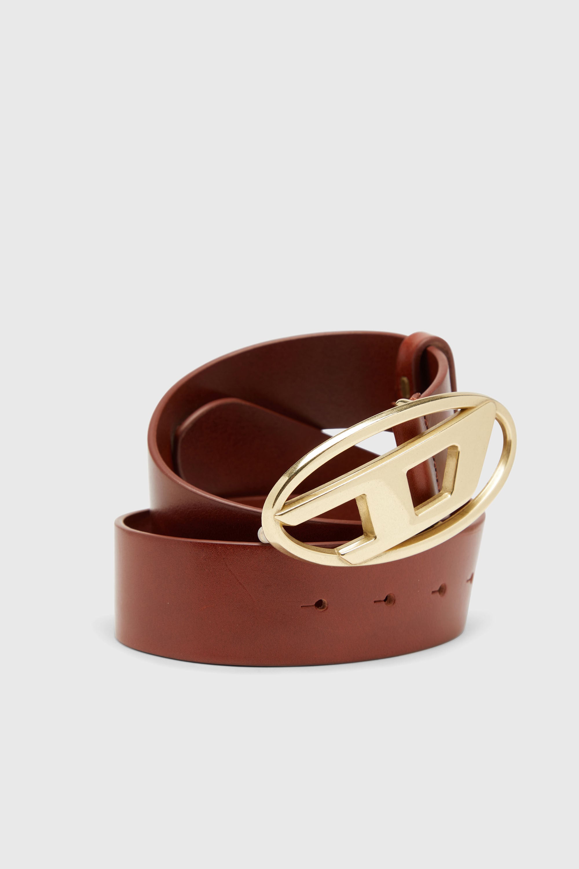 Diesel - B-1DR W, Unisex 4 cm Lederg&uuml;rtel mit ovaler D-Schnalle in Braun/Gold - 3