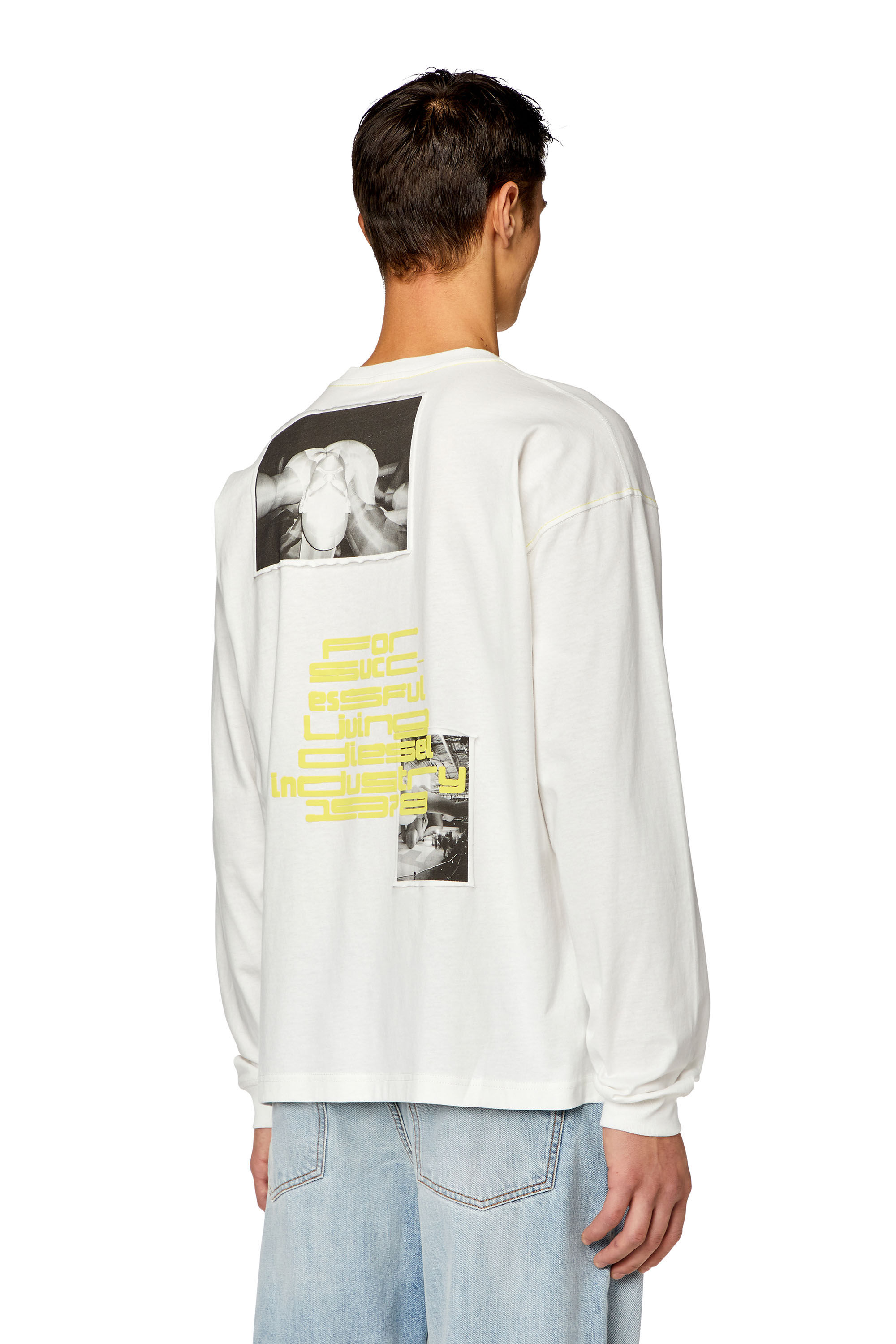 Diesel - T-BOXT-LS-N, Herren Langarm-T-Shirt mit Patches mit unverarbeiteten Kanten in Weiß - 3
