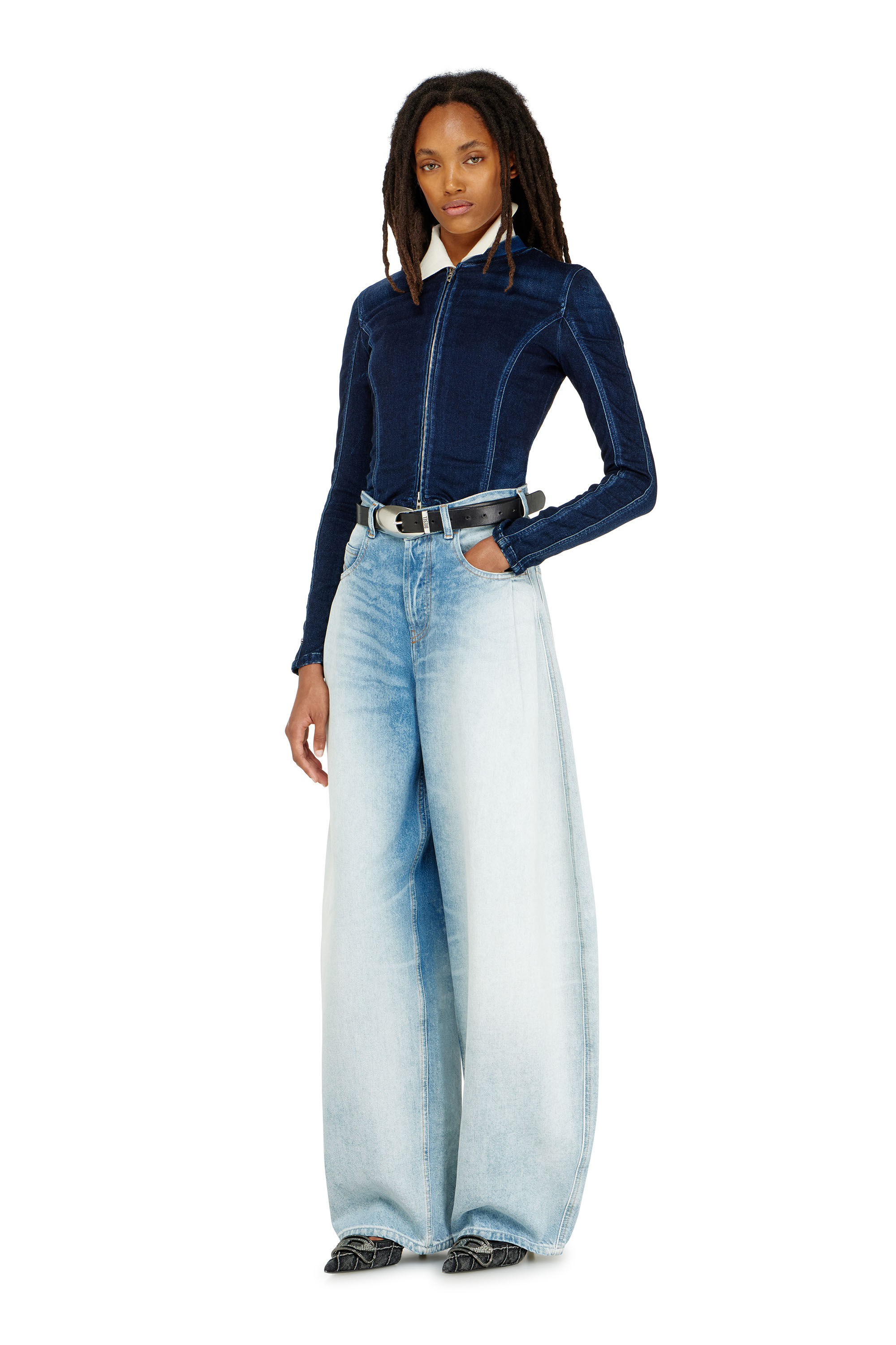 Diesel - DE-GARY-D JOGG, Woman's Cropped jacket in JoggJeans in Dark Blue - 1