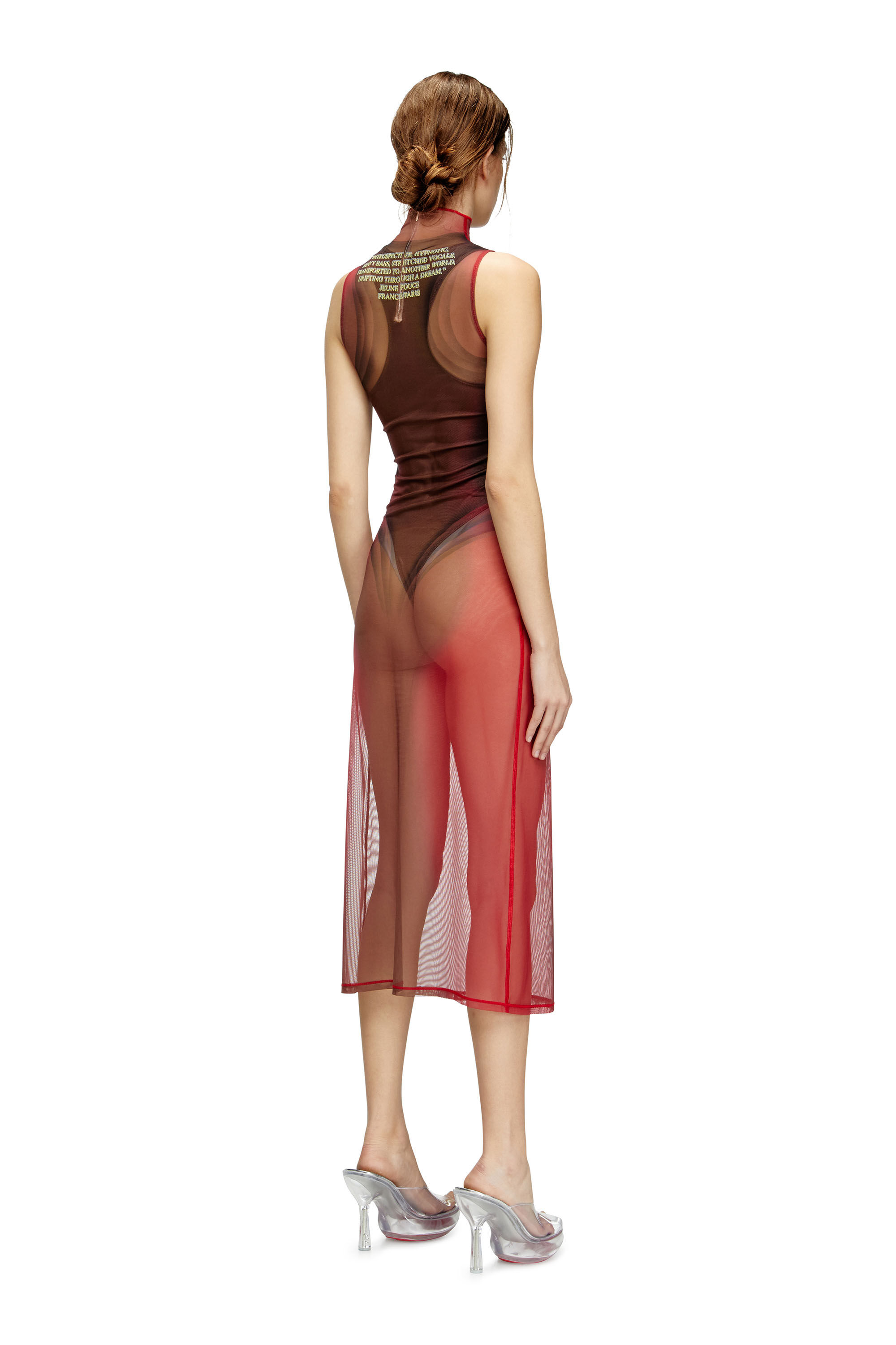 Diesel - D-AGNEC, Damen Mehrlagiges Westenkleid mit Text-Print in Braun - 4