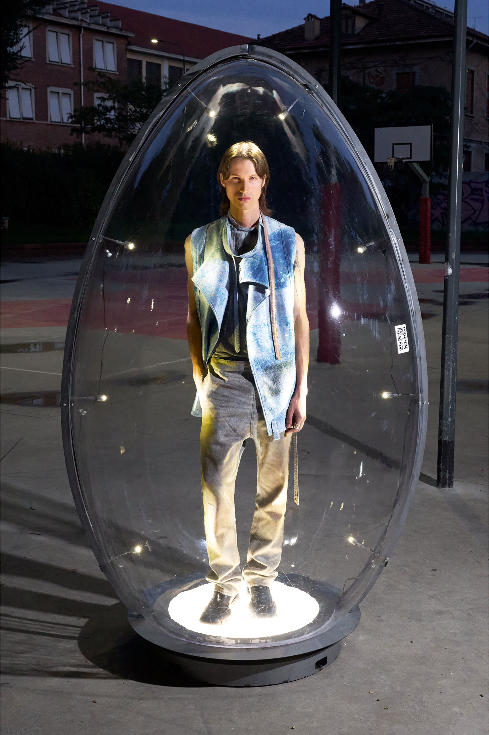 Diesel - D-LORMIL-FSI, Herren &Auml;rmellose Weste aus farbigem Satin-Denim in Hellblau - 6