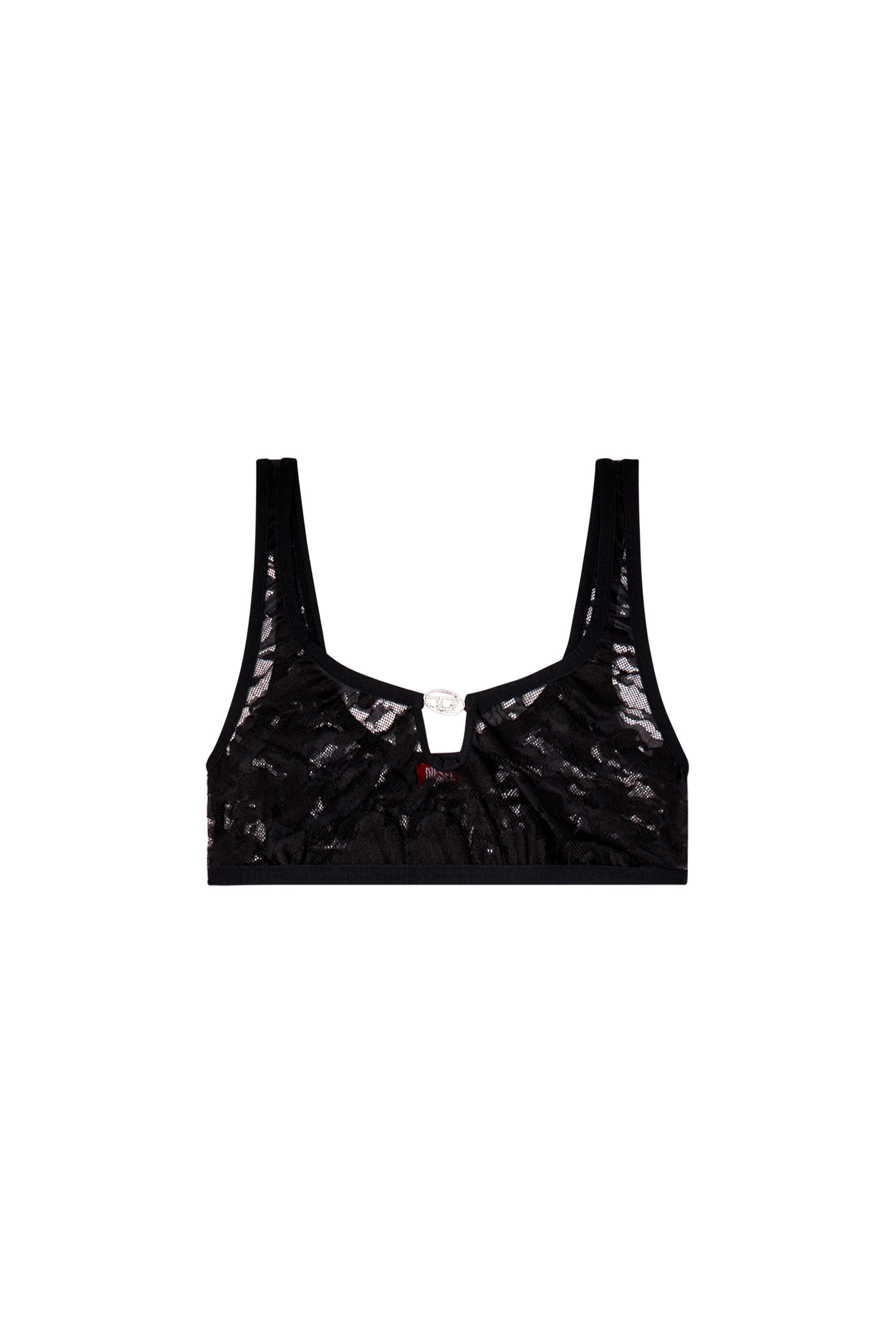 Diesel - UFSB-D-OVAL-LACE-BRALETTE, Damen Camouflage-Spitzen-Bralette mit Oval D-Plakette in Schwarz - 2