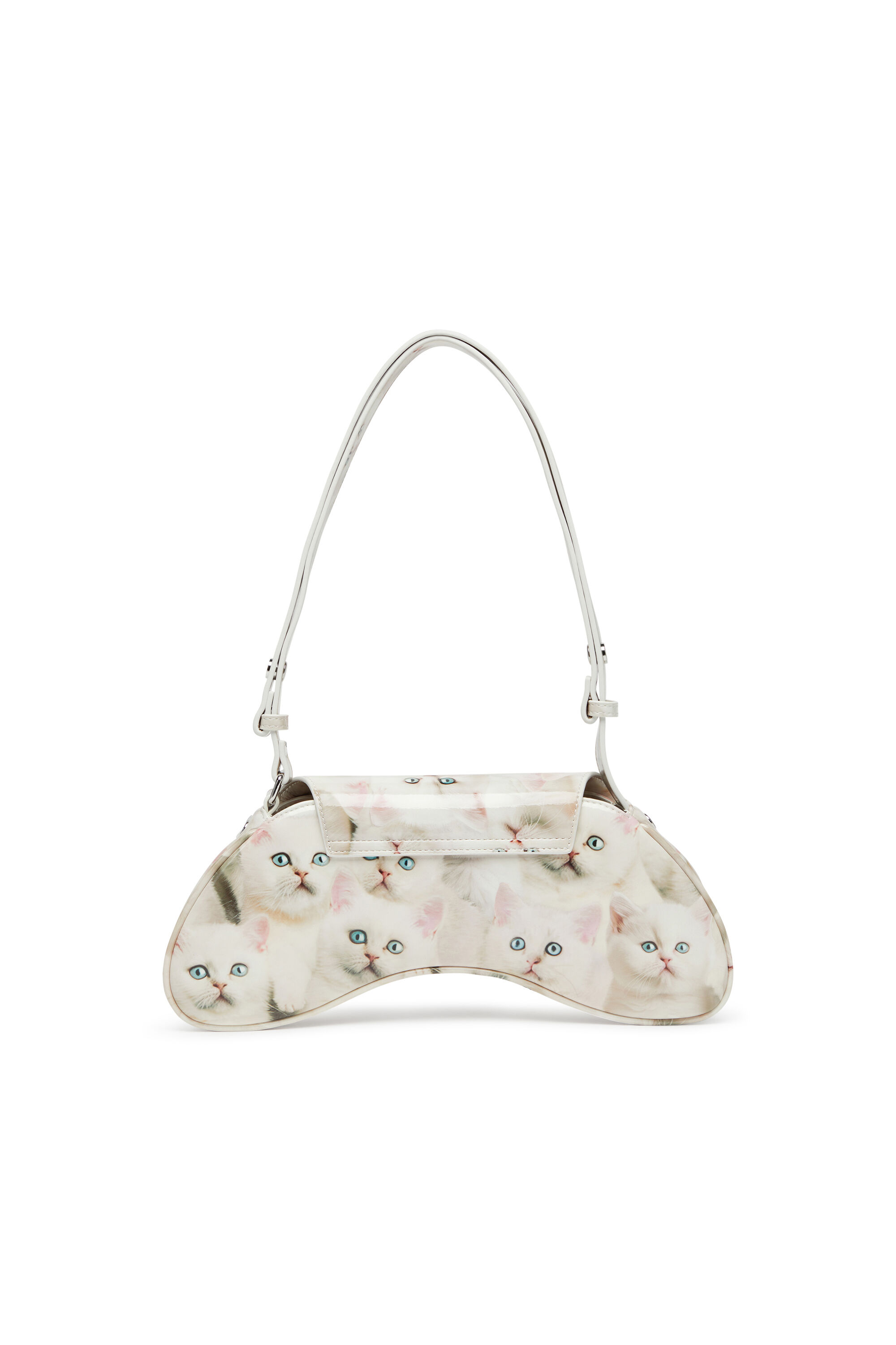 Diesel - PLAY CROSSBODY, Damen Play-Schultertasche mit glänzendem PU-Print in Weiß - 3