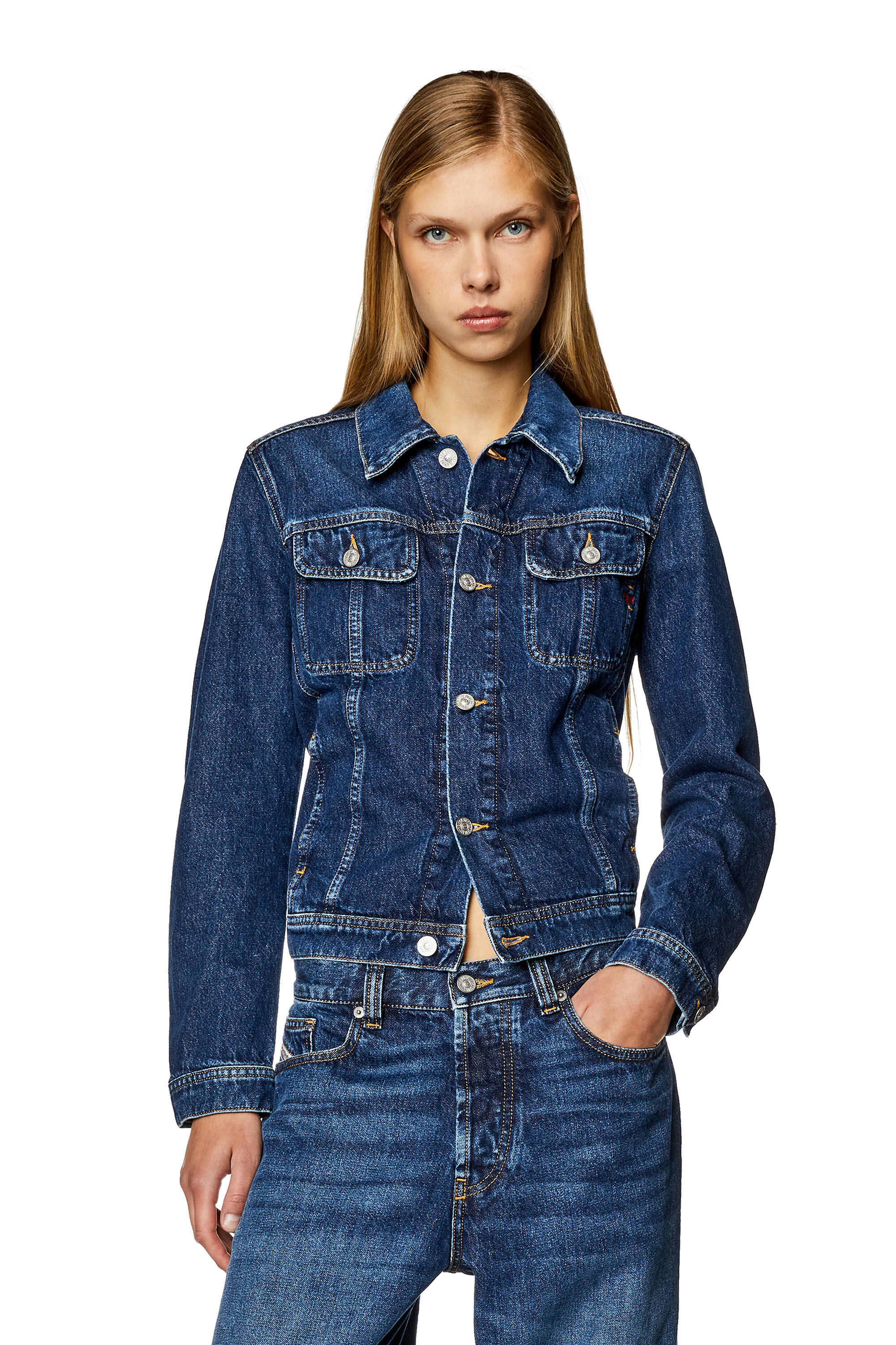 Diesel - DE-BONNY, Damen Truckerjacke aus Denim in Dunkelblau - 3