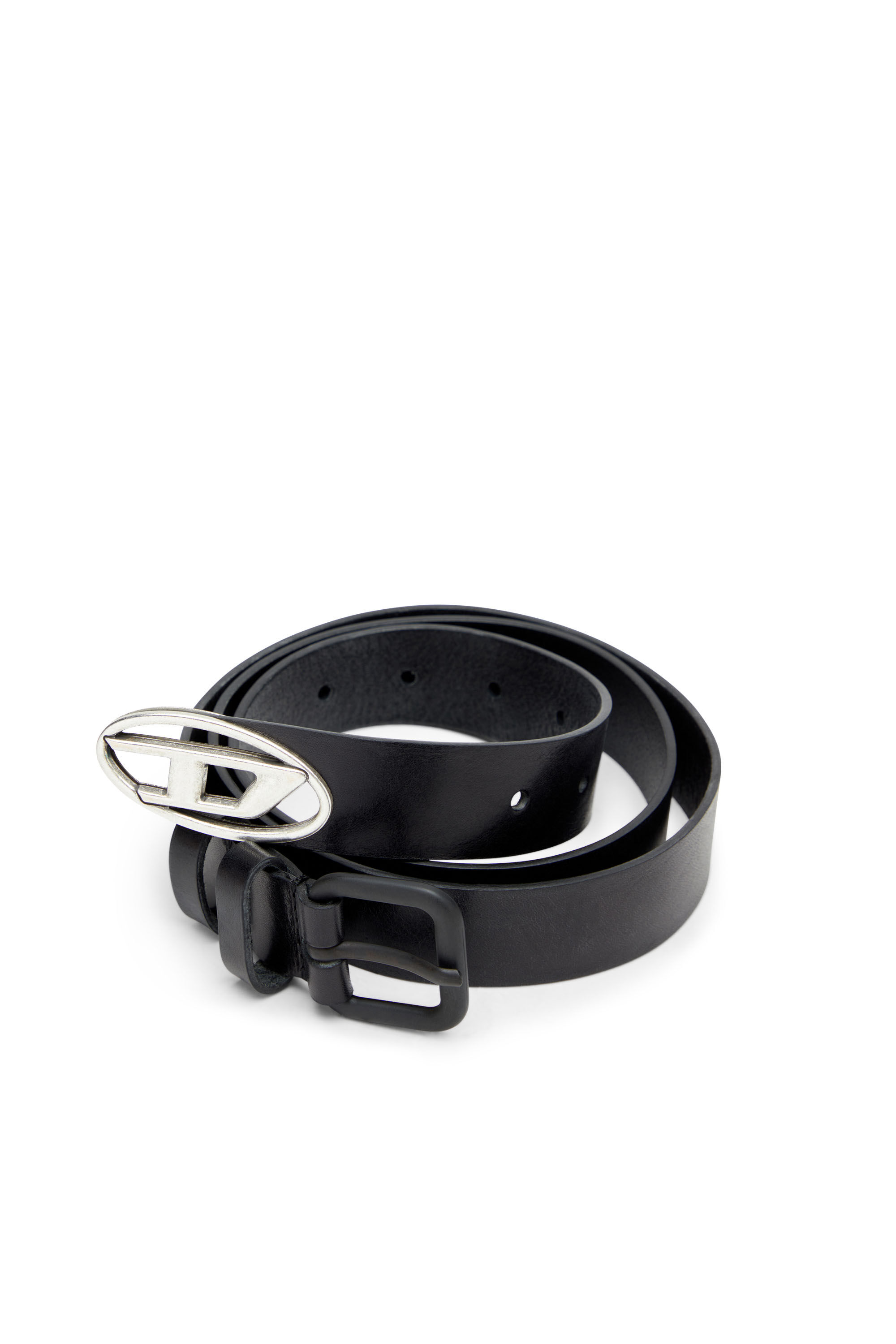 Diesel - B-INLAY, Unisex Gürtel aus Leder mit oval D-Logo in Schwarz - 3