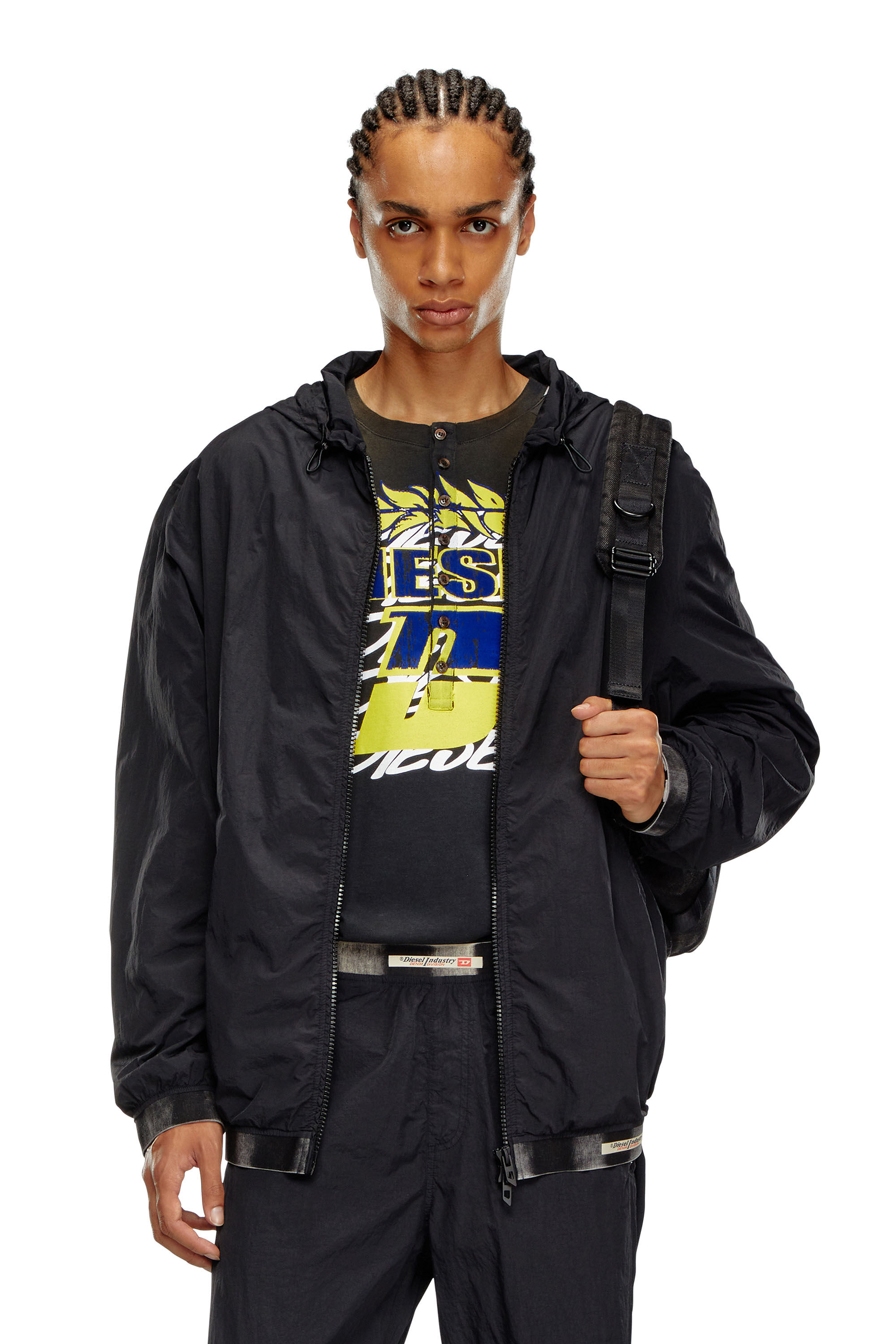 Herren Windbreaker aus recyceltem Shell | Schwarz | Diesel