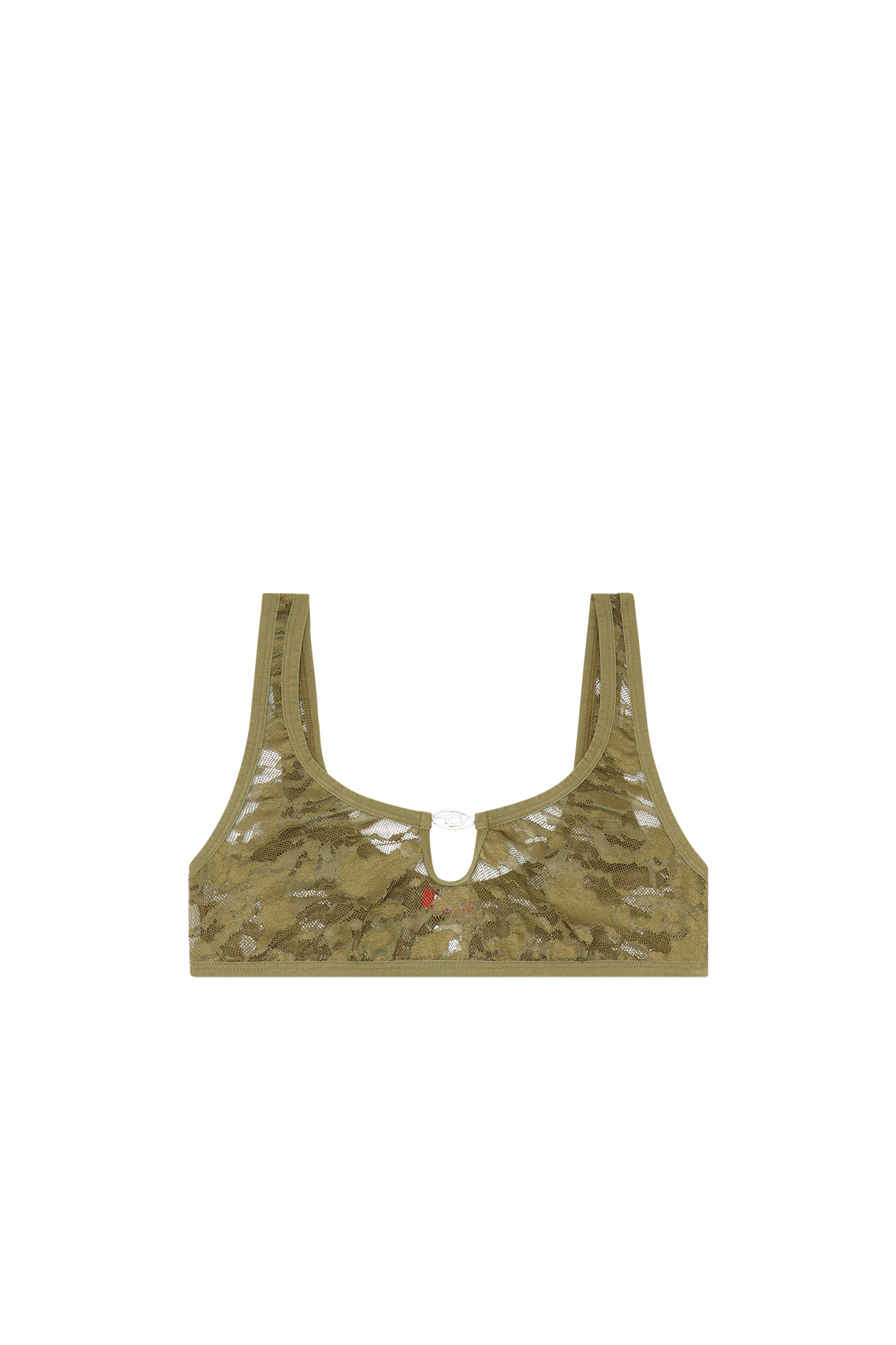 Diesel - UFSB-D-OVAL-LACE-BRALETTE, Damen Camouflage-Spitzen-Bralette mit Oval D-Plakette in Armeegrün - 2