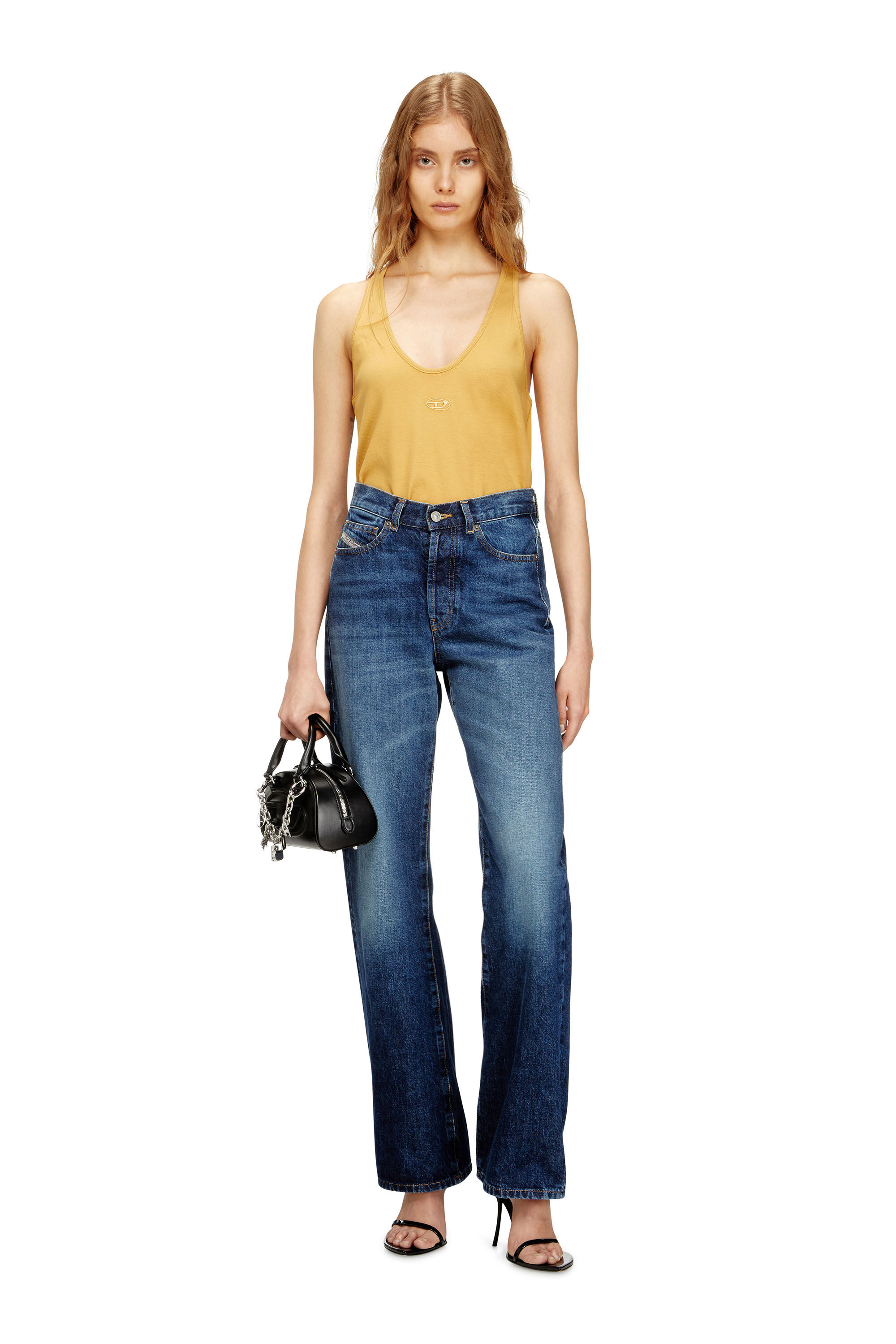 Diesel - T-IPSYA-LKDS, Damen Geripptes Tanktop mit Oval D in Orange - 1