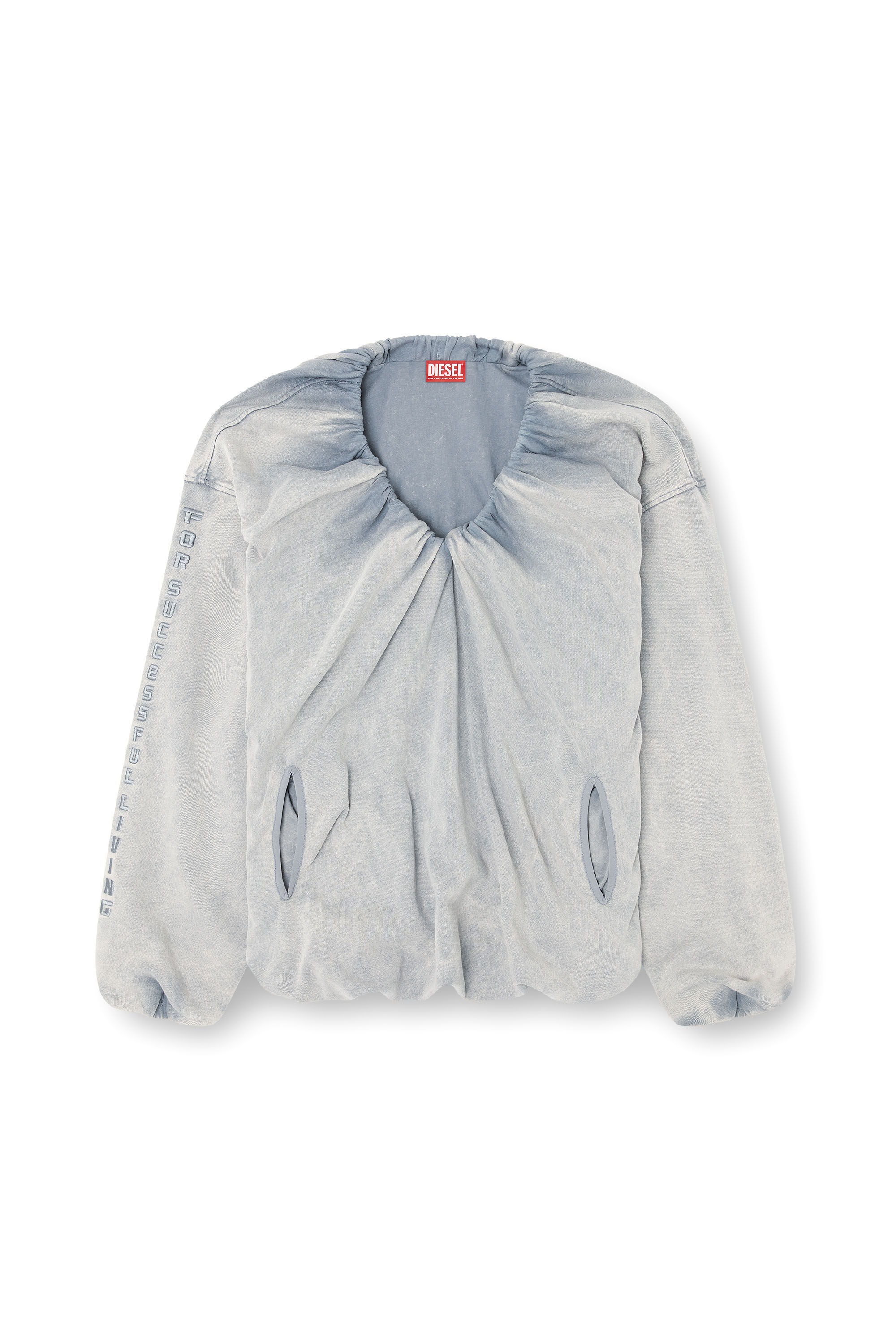Diesel - F-INDY, Damen Gerafftes Sweatshirt mit gebleichtem Effekt in Hellgrau - 2