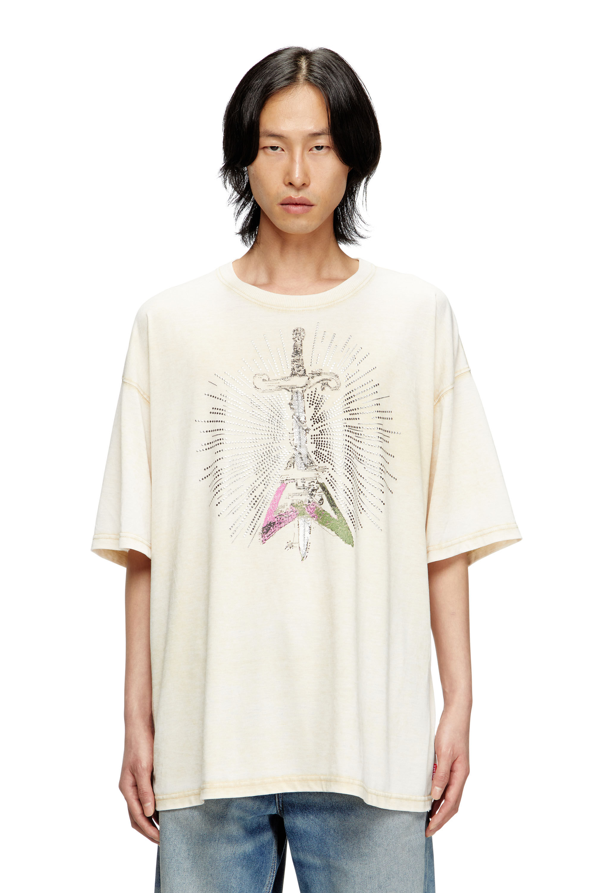 Diesel - T-BOXT-T18, Herren T-Shirt mit Schwert-Print in Beige - 3
