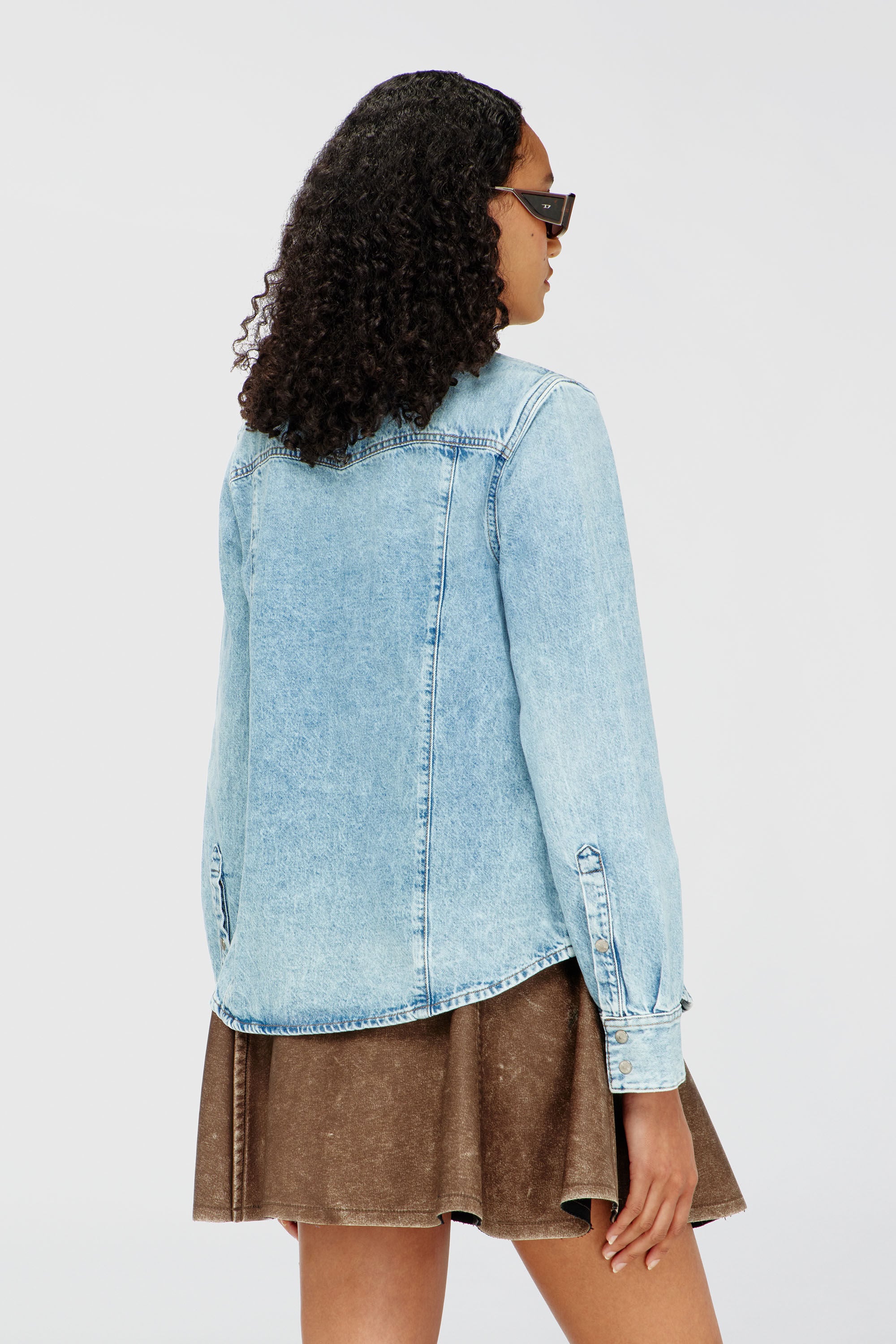 Diesel - DE-WAVES, Damen Western-Shirt aus Denim in Hellblau - 4