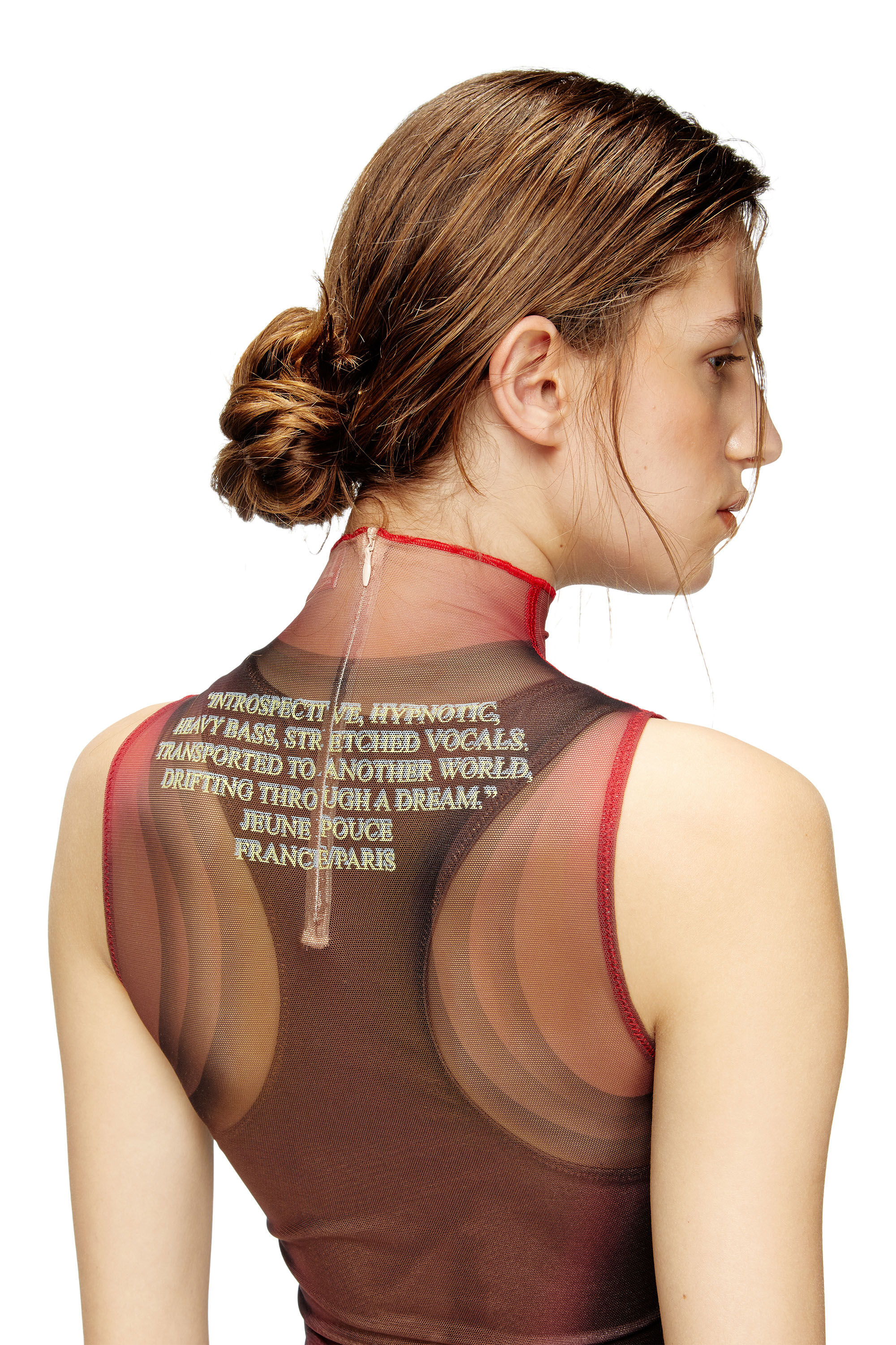 Diesel - D-AGNEC, Damen Mehrlagiges Westenkleid mit Text-Print in Braun - 5
