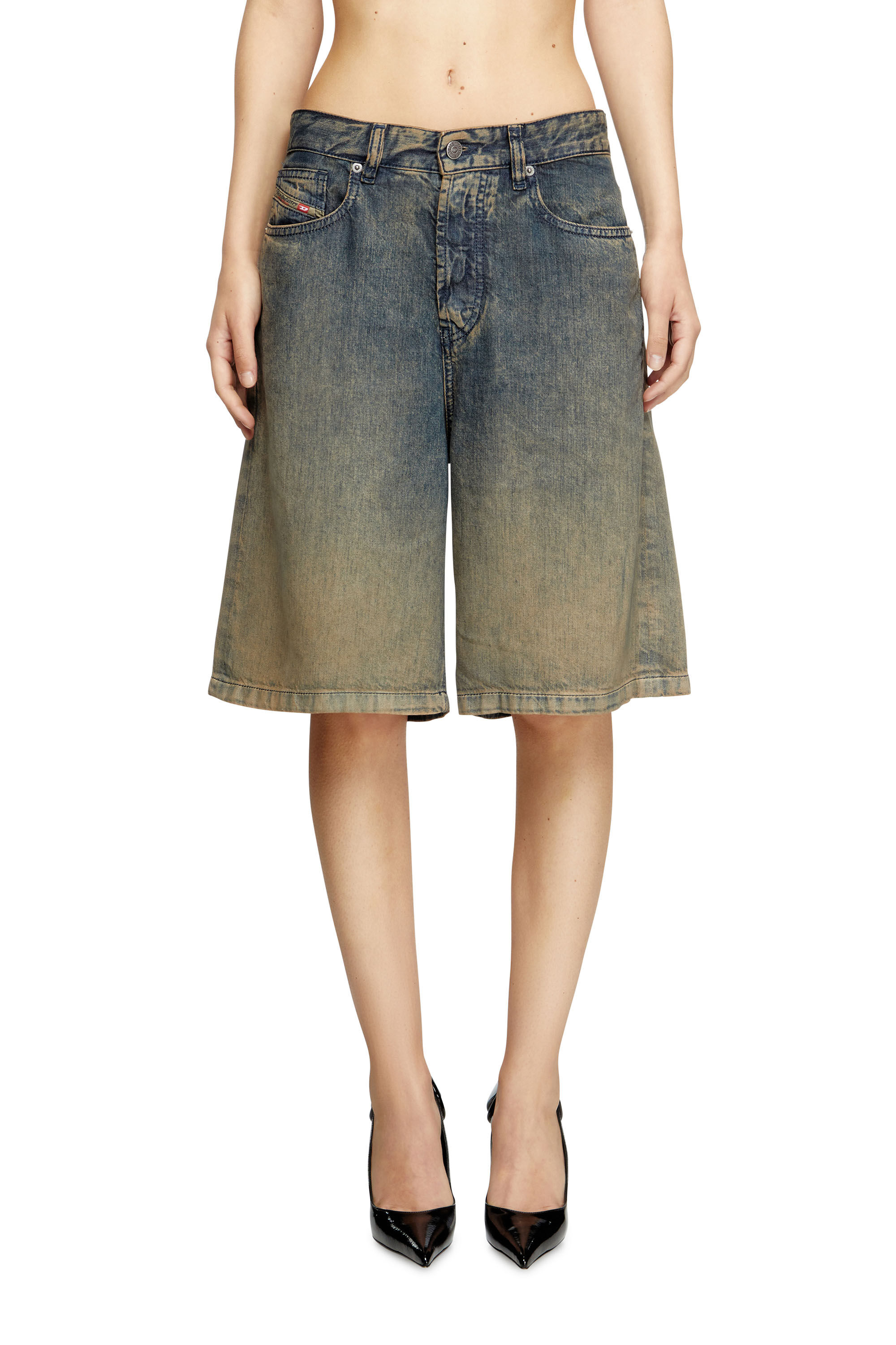 Diesel - DE-SIRE-SHORT-S, Damen Shorts aus nuanciert fließendem Denim in Dunkelblau - 3