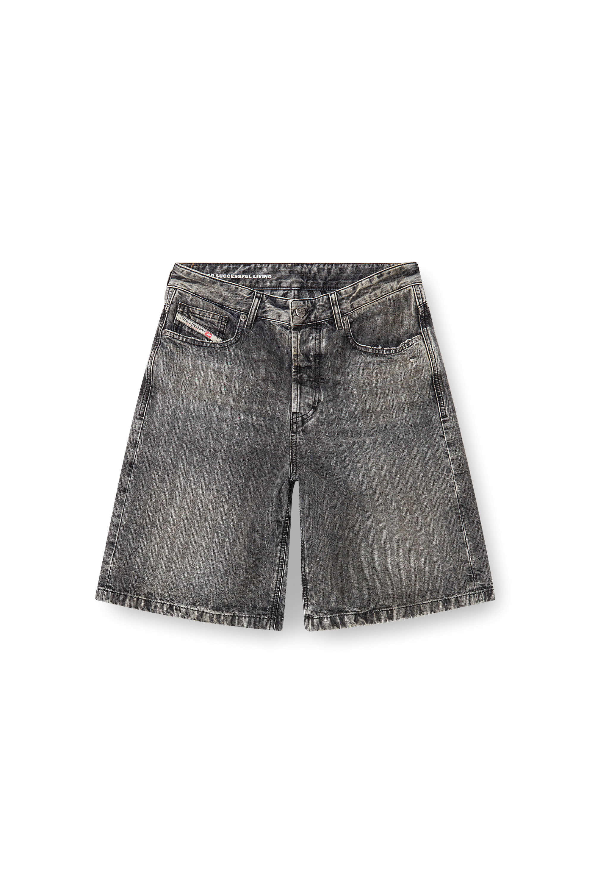 Diesel - DE-SIRE-SHORT, Damen Shorts aus Fischgrät-Denim in Hellgrau - 2