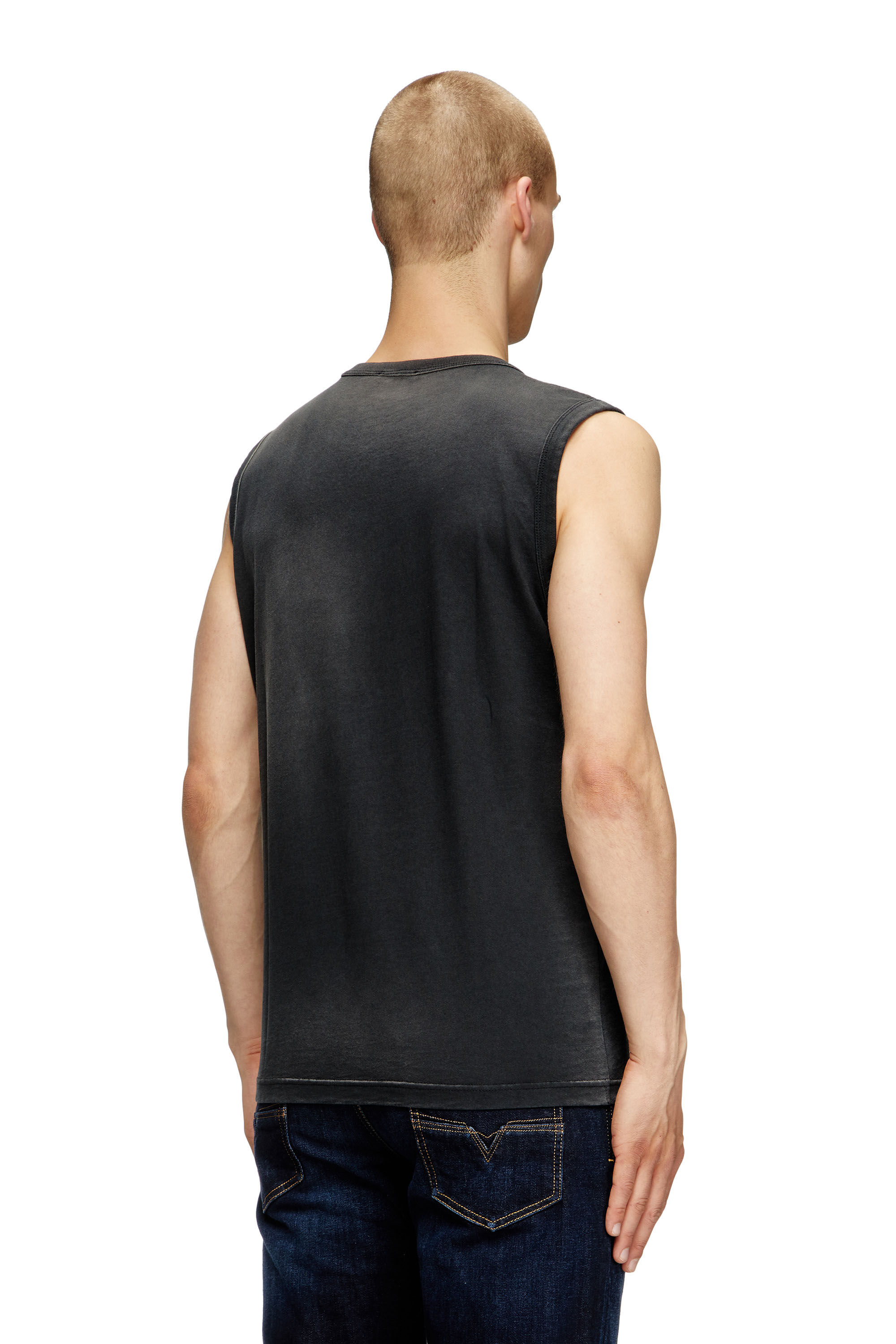 Diesel - T-BRICO, Herren Verblasstes Tanktop mit aufgeschäumtem Oval D in Schwarz - 4