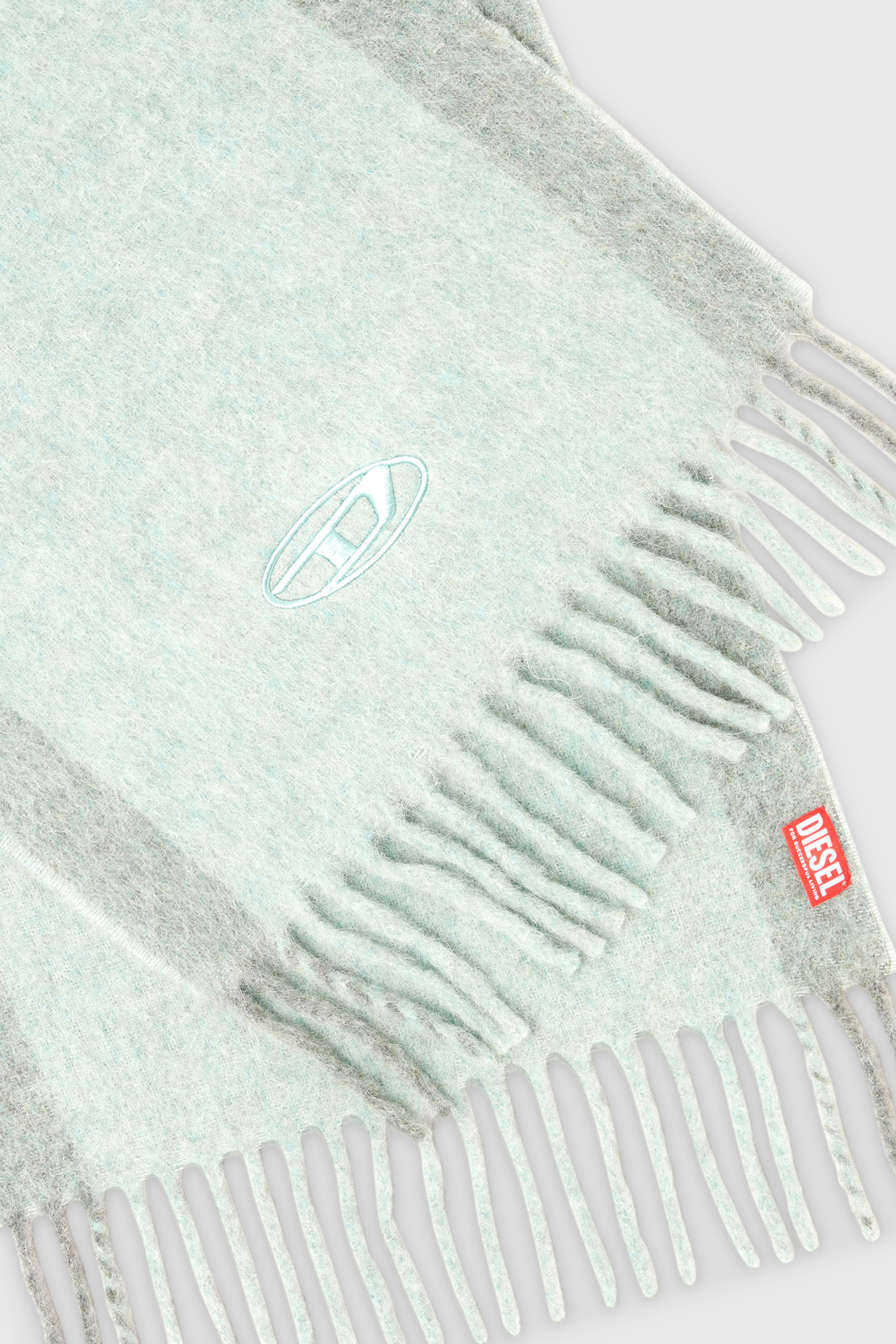 Diesel - S-OLID, Man's Wool-blend scarf with contrast stripes in Water Green - 3