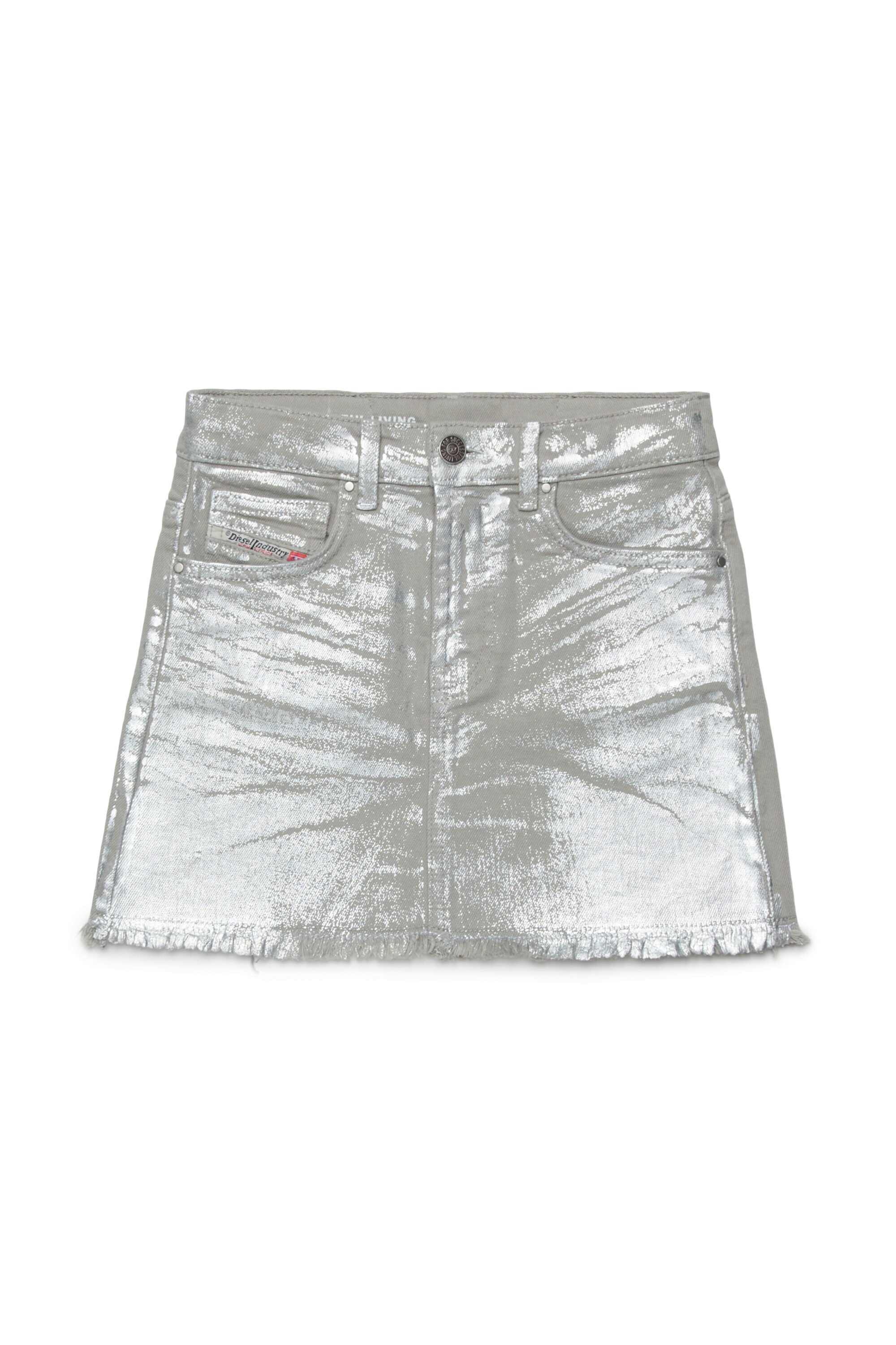 Diesel - GIANNA-SP, Damen Jeansrock mit metallic Finish in Silber - 1