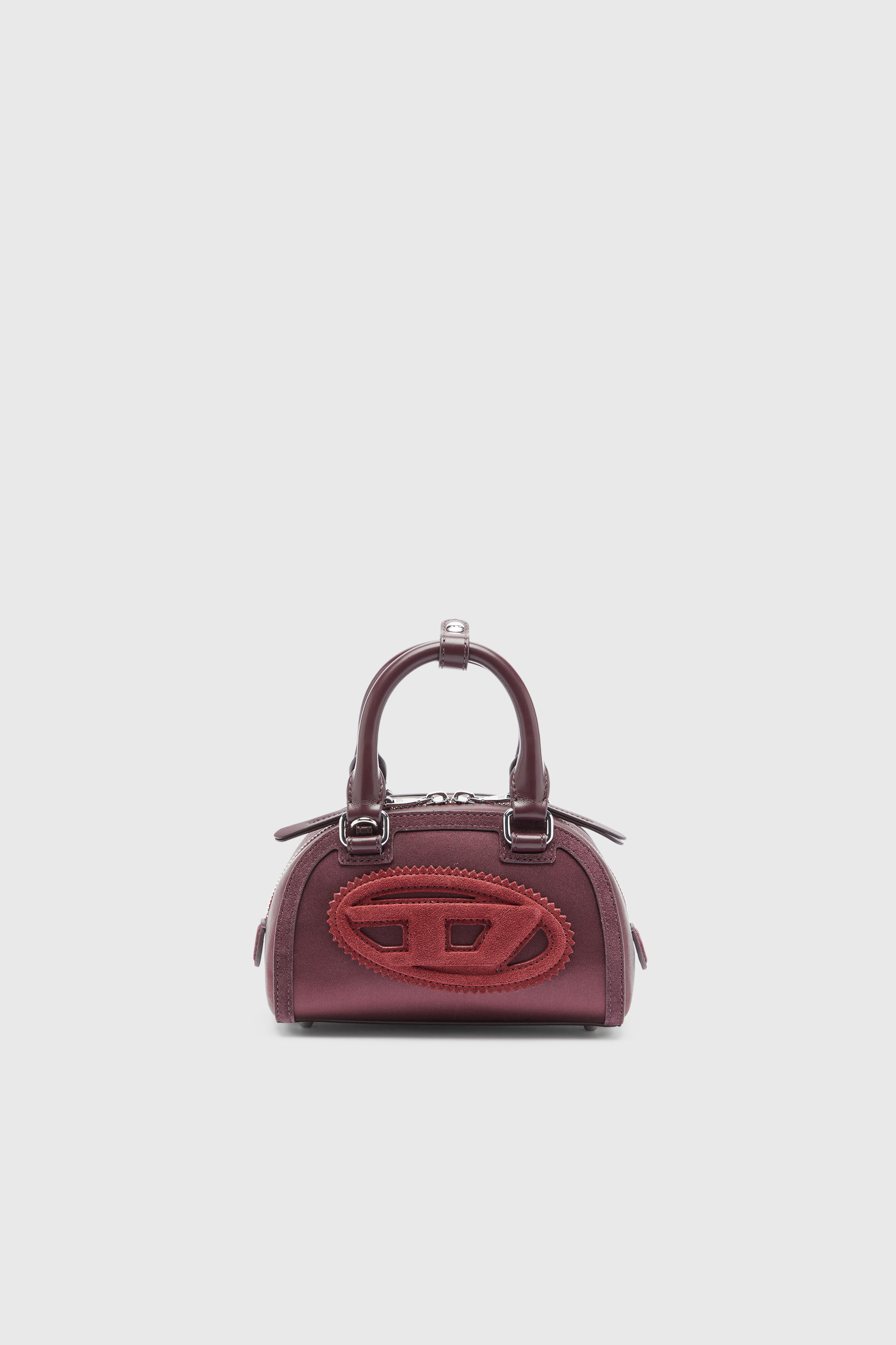 Diesel - 1DR DOME CROSSBODY, Damen 1DR Dome - Kleine-Umh&auml;ngetasche aus Satin und Velours in Burgunderrot - 2