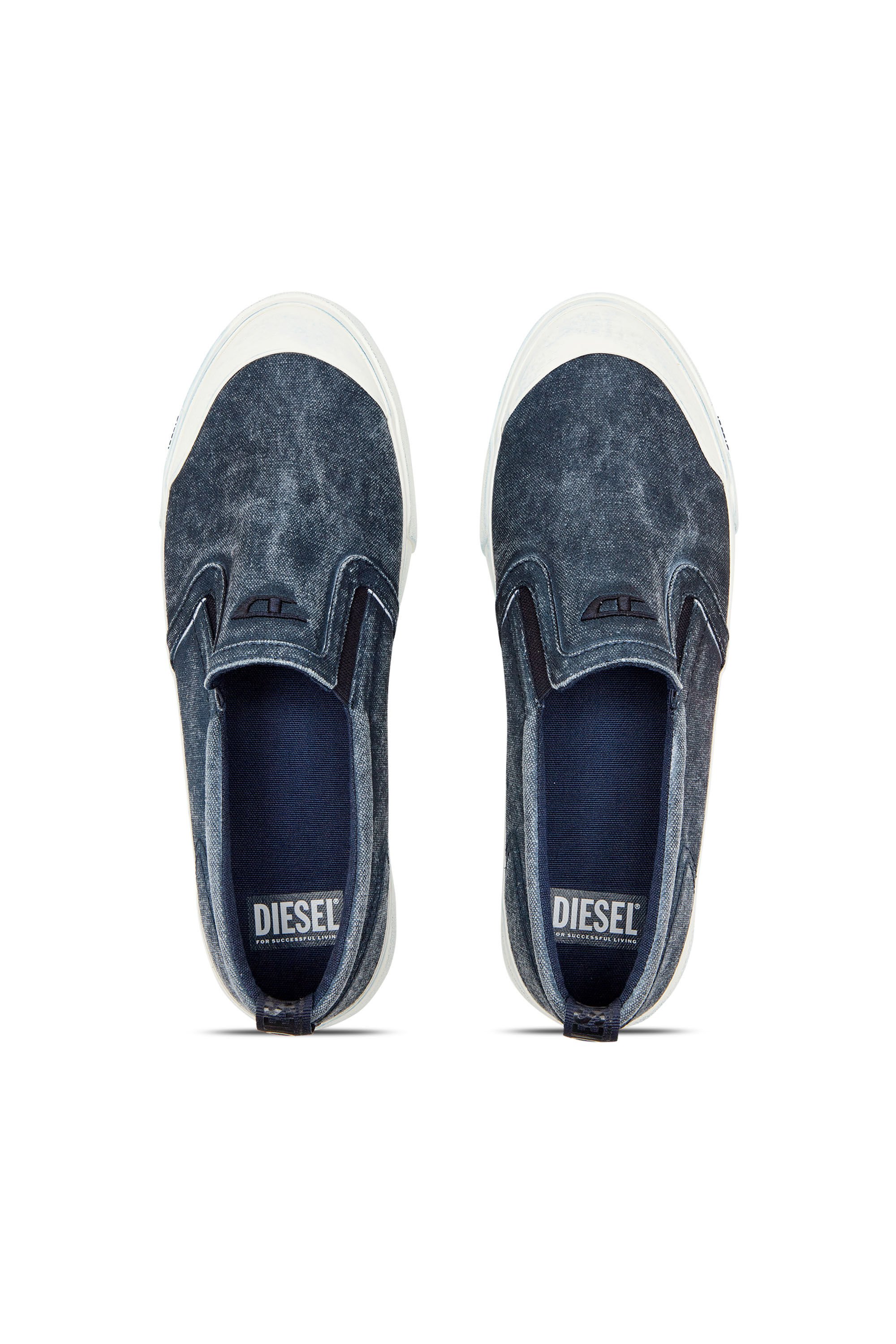 Diesel - S-ATHOS SLIP ON, Herren Slip-on-Sneakers aus Canvas mit D-Stickerei in Blau - Image 4