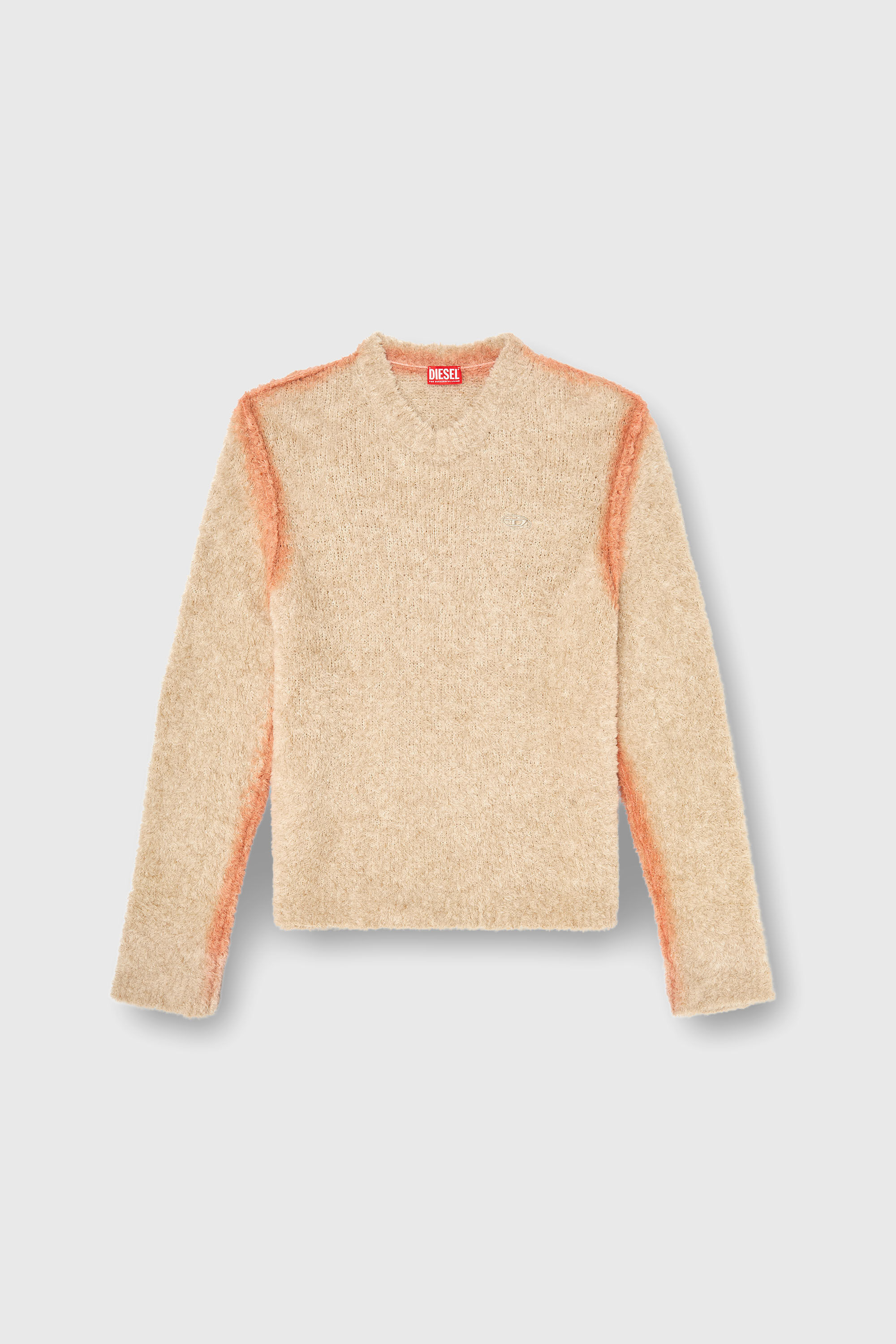 Diesel - K-RIMI, Herren Alpaca-Mix Pullover mit spraygef&auml;rbten N&auml;hten in Hellbraun - 2
