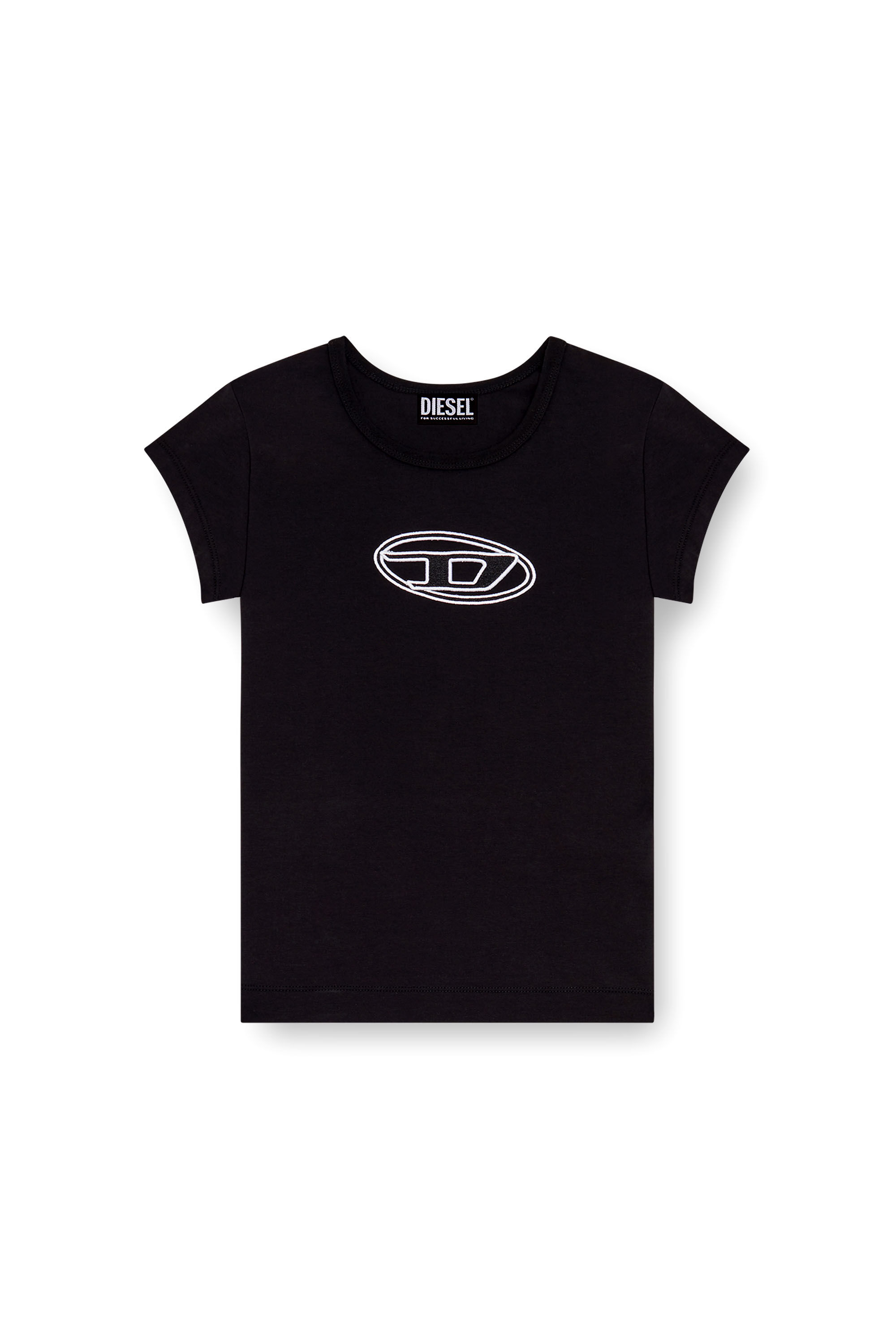 Diesel - T-ANGIE, Damen T-Shirt mit Cutout-Logo in Schwarz/Weiss - 2
