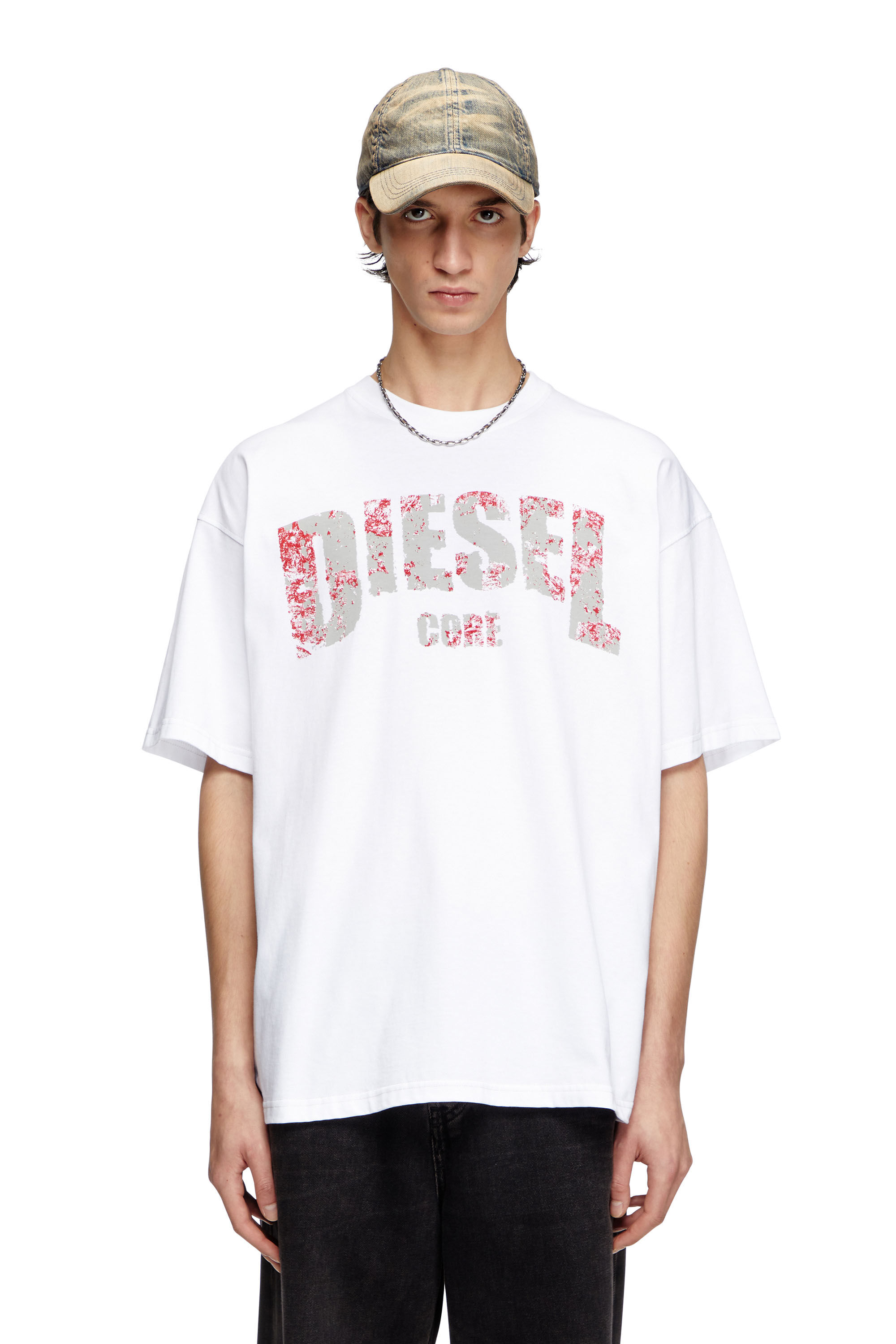 Diesel - T-ADJUST-R25, Man's T-shirt with Diesel Core print in White - 3