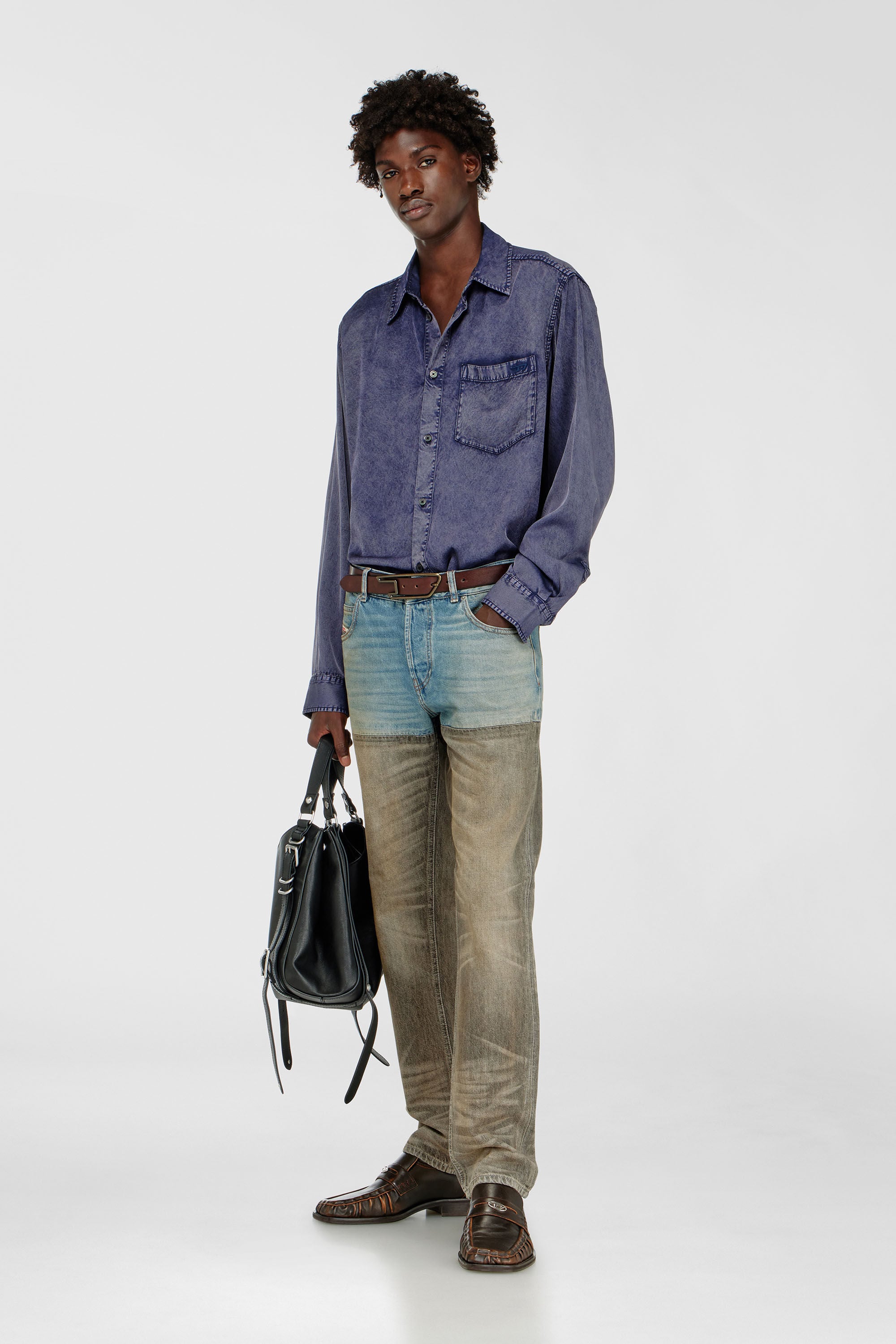 Diesel - S-SIMPLY-NIBC, Herren Flie&szlig;endes Hemd aus Viskose in Denim-Optik in Blau - 1