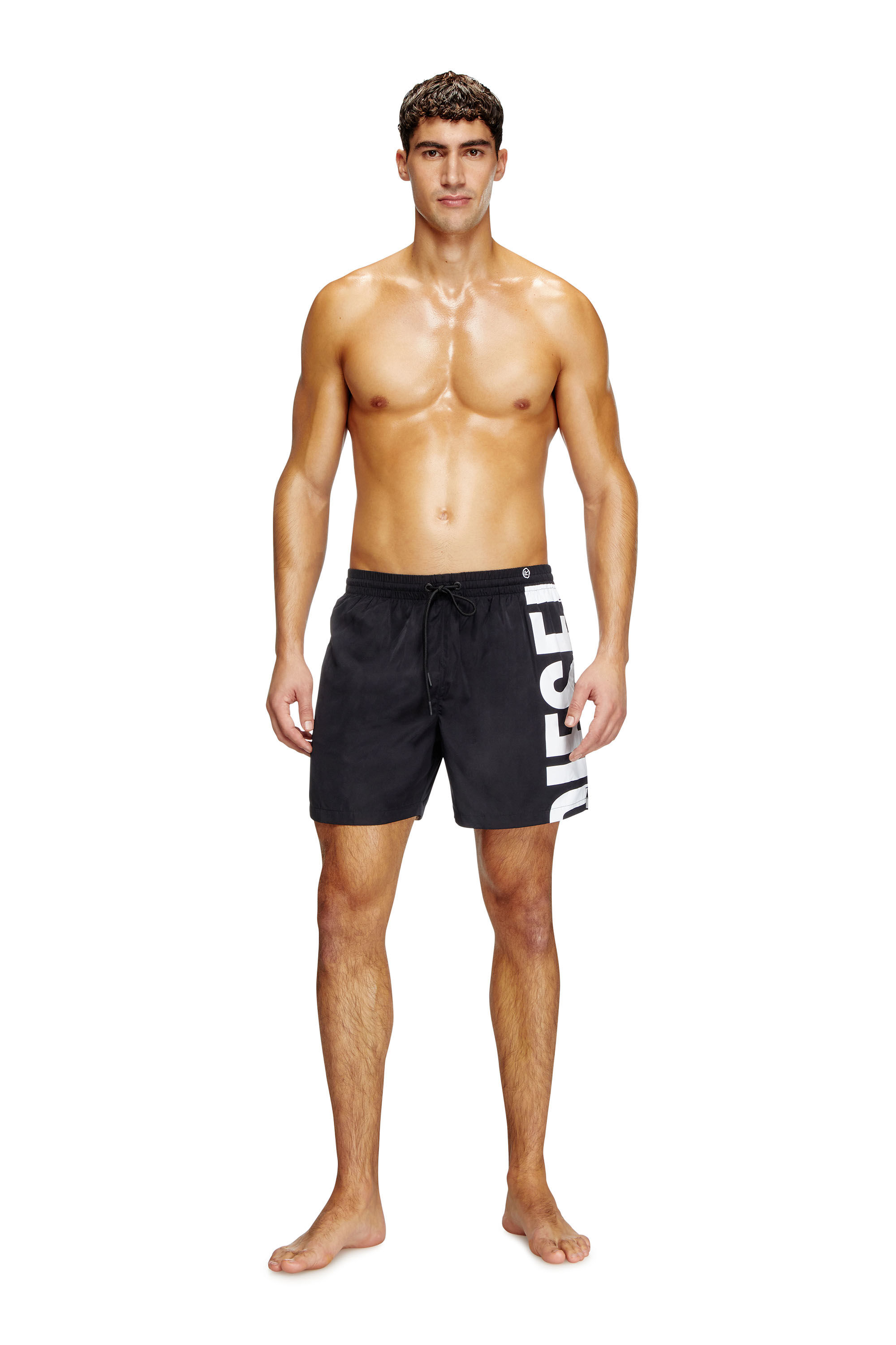 Diesel - RIO-41-D-CORE, Herren Mittellange Bade-Shorts mit Maxi-Logo in Schwarz/Weiss - 2