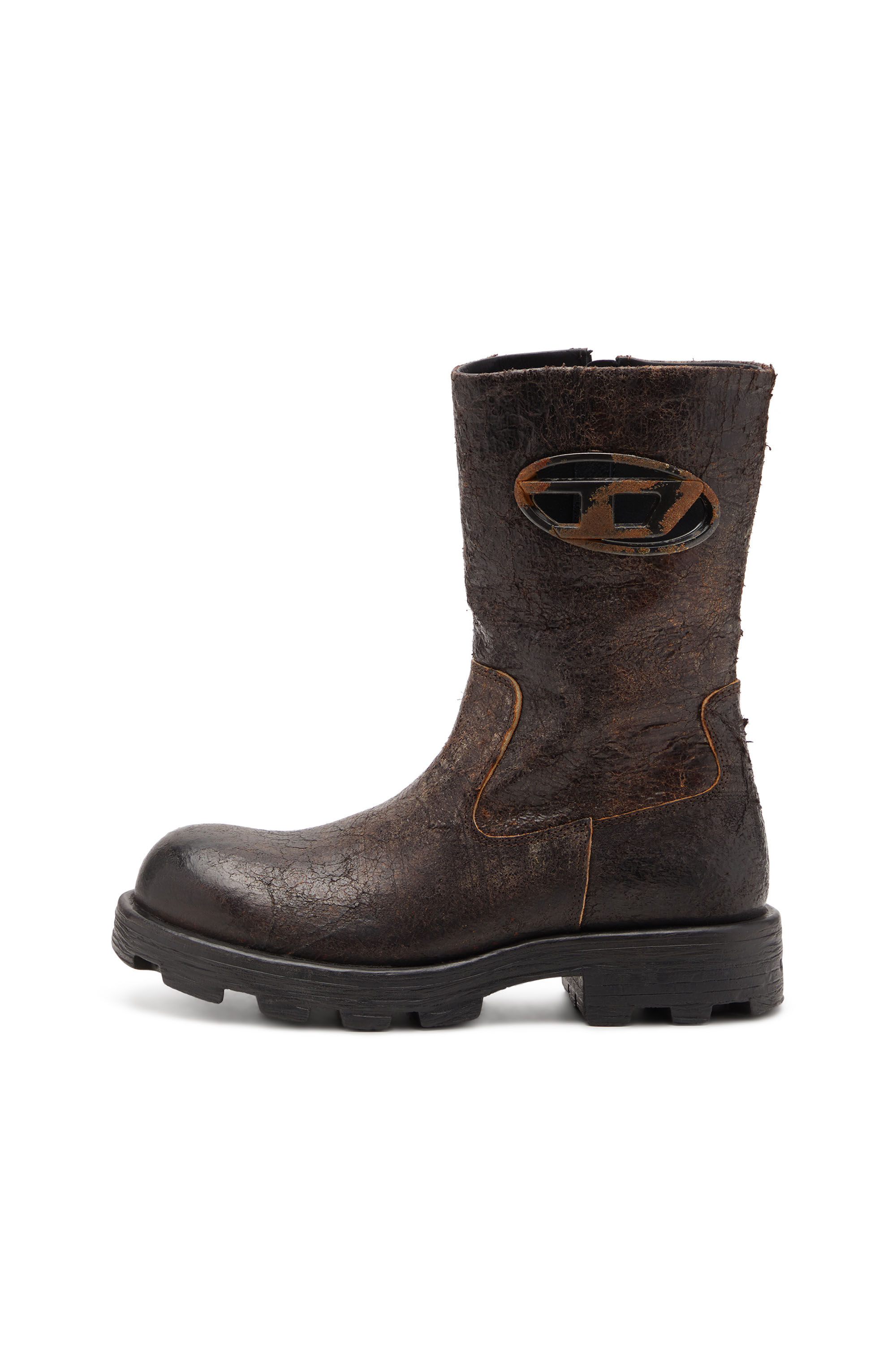 Diesel - D-HAMMER BKR D W, Damen D-Hammer-Bikerstiefel aus vielgetragenem gerissenem Wildleder in null - 7